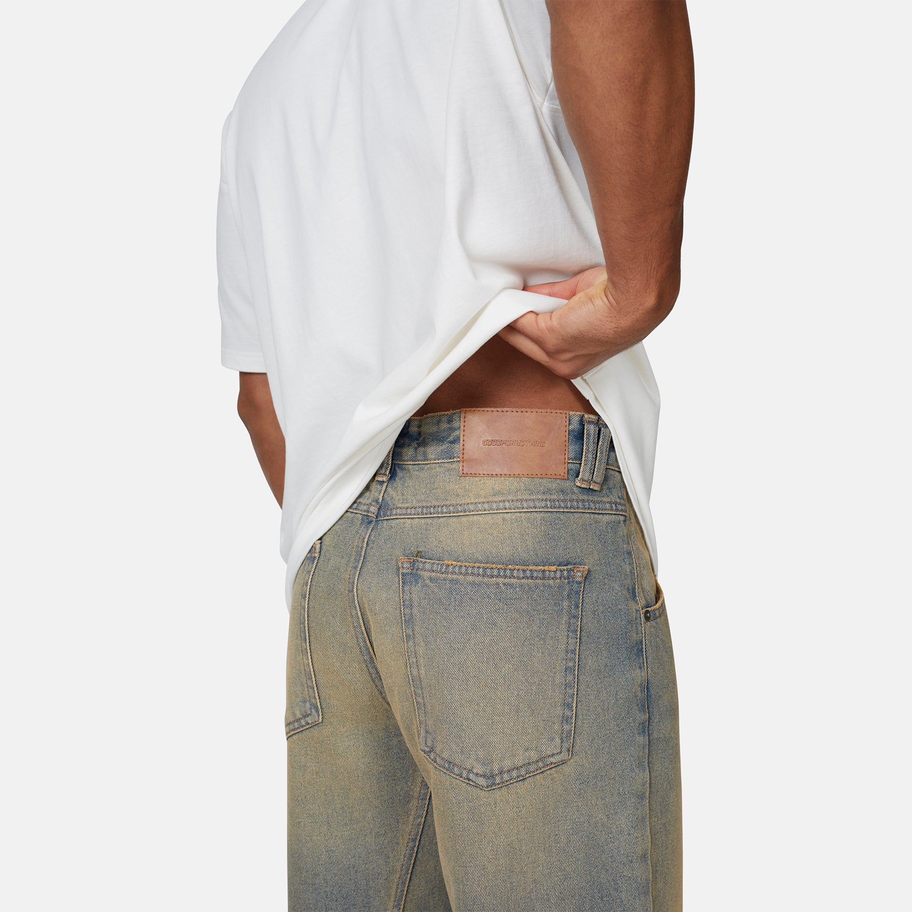 Heavy Washed Sand Blue Denim Jeans - Image 4
