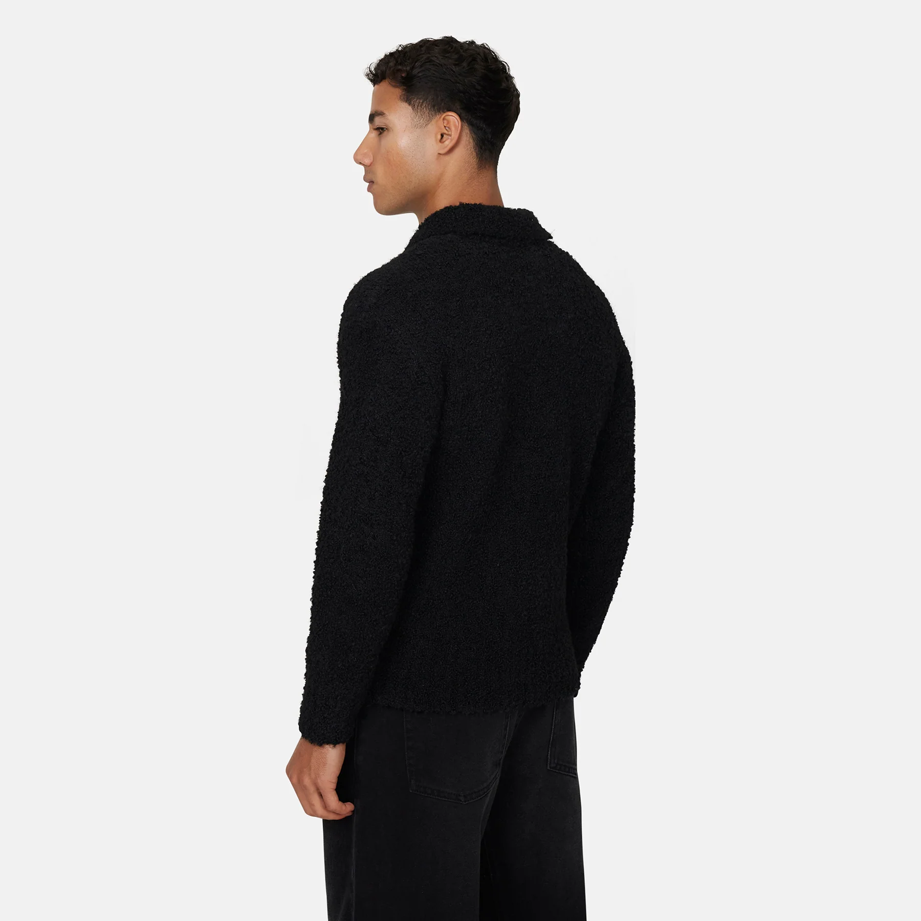 Cozy Boucle Knitwear Black Polo - Image 3
