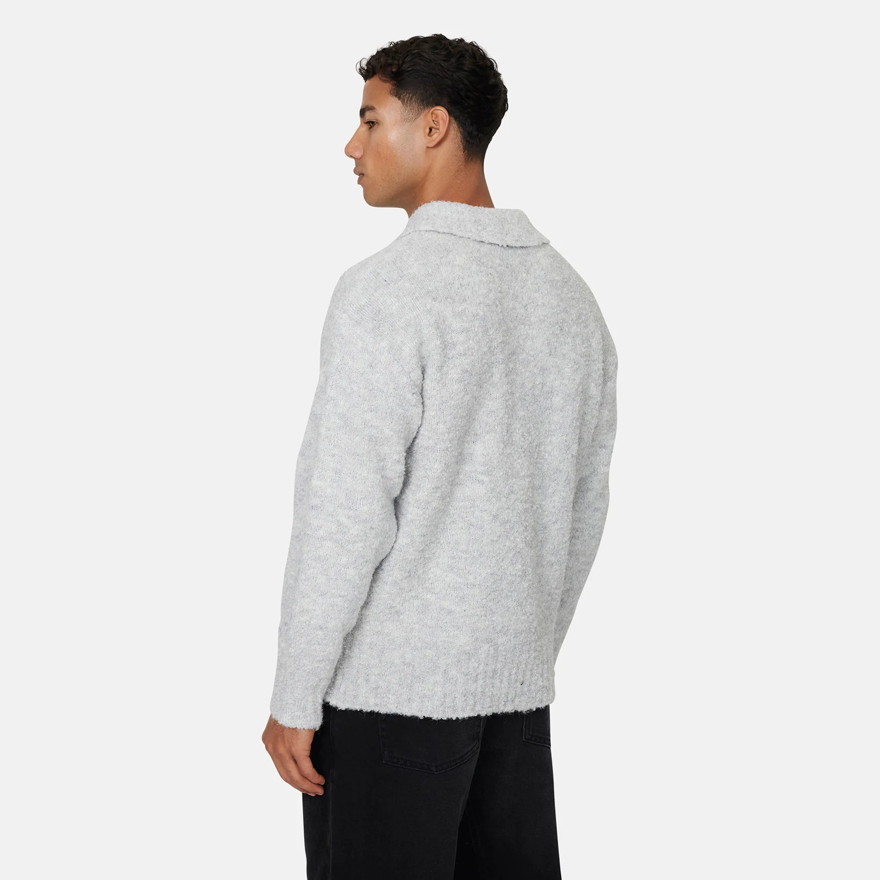 Cozy Boucle Knitwear Grey Polo - Image 4