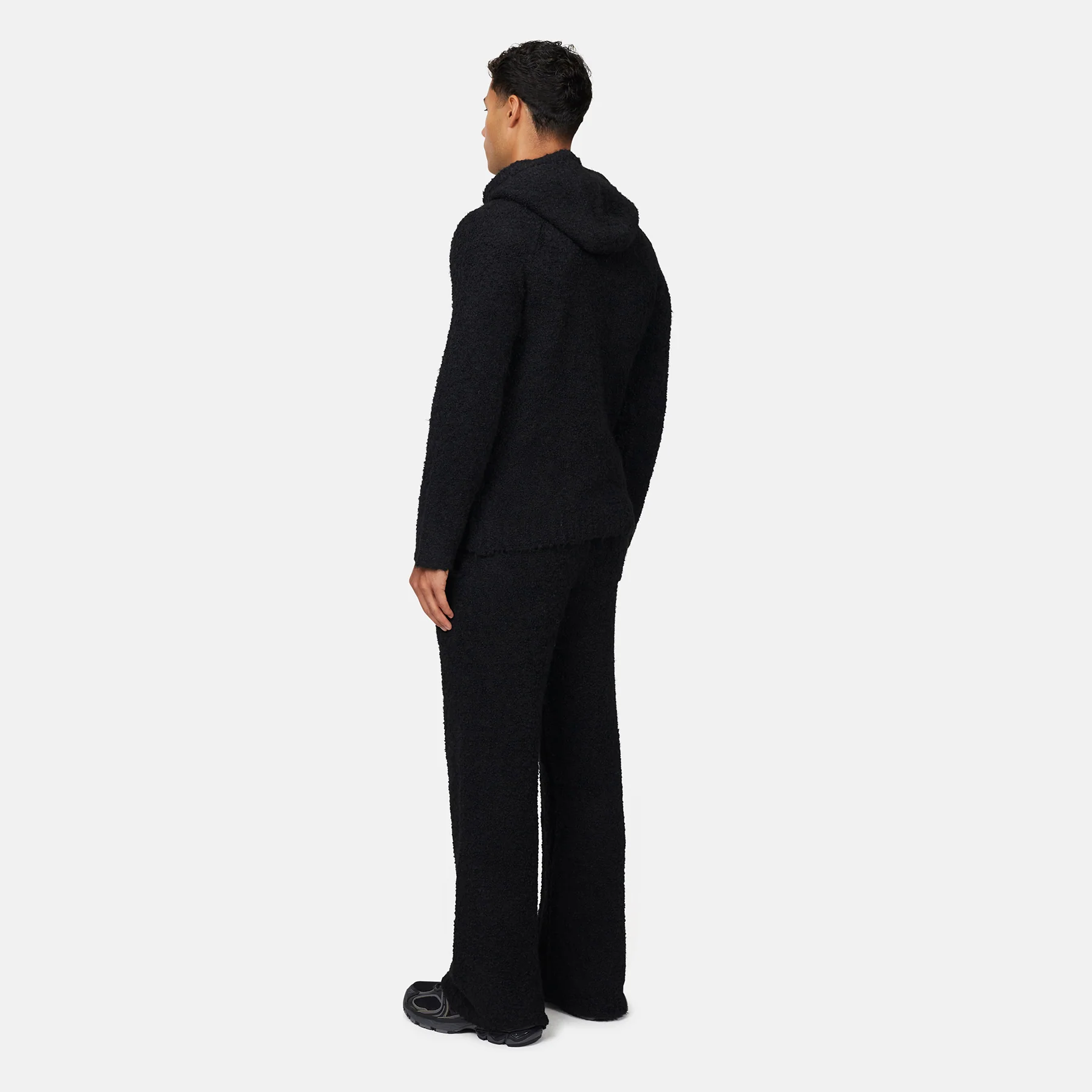 Cozy Boucle Knitwear Black Hoodie - Image 4