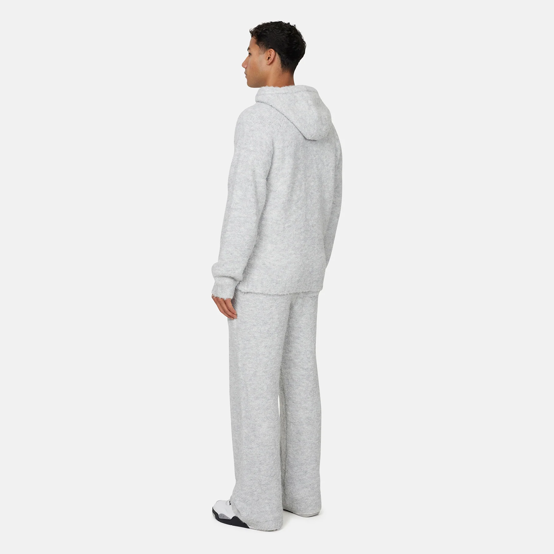 Cozy Boucle Knitwear Grey Hoodie - Image 4