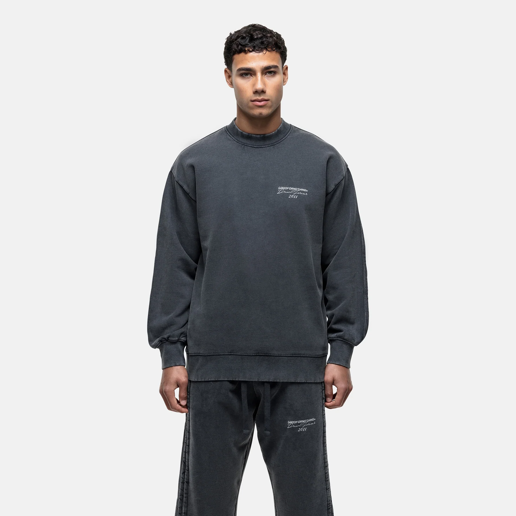 Partial Seam Washed Grey Sweatshirt