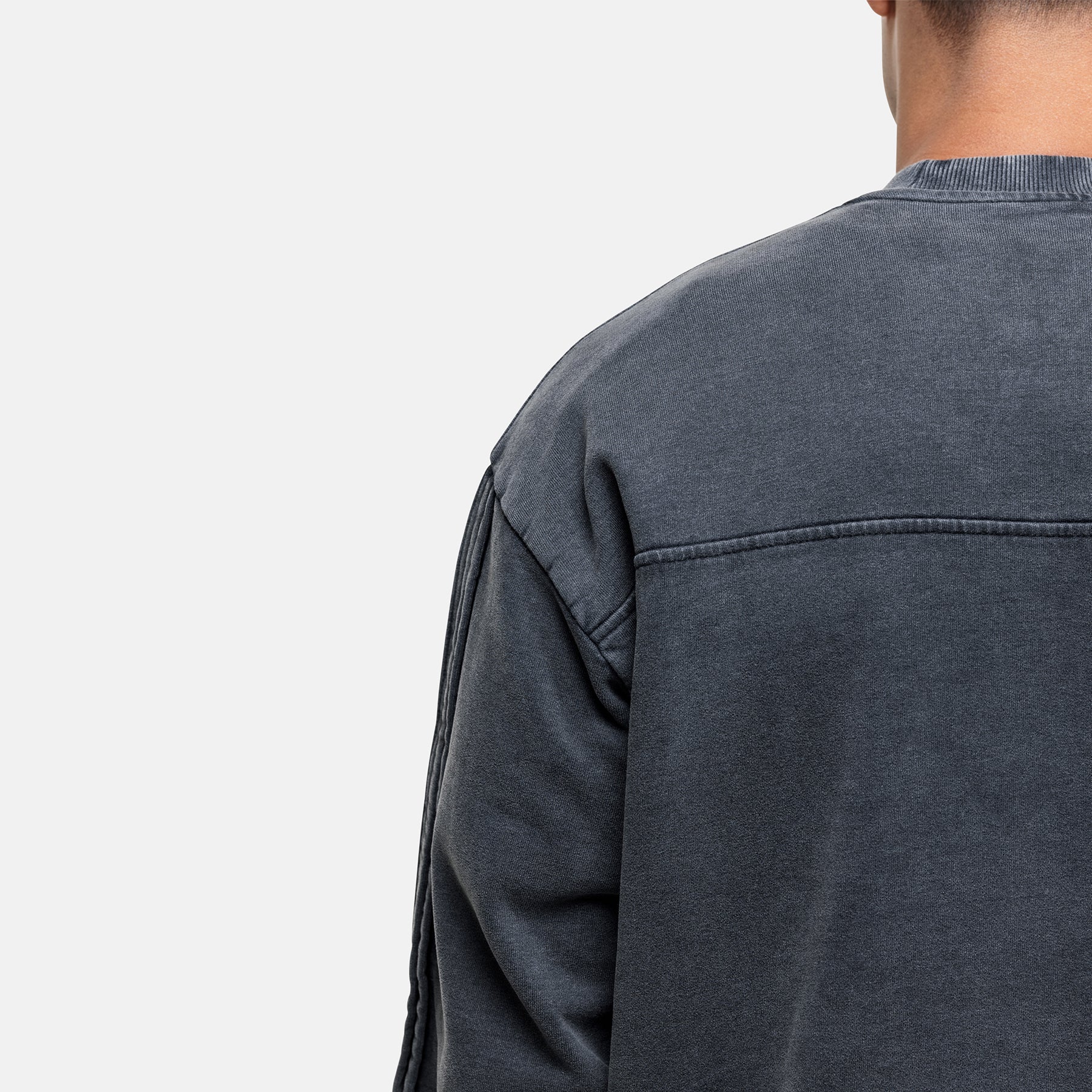 Partial Seam Washed Grey Sweatshirt - Image 6