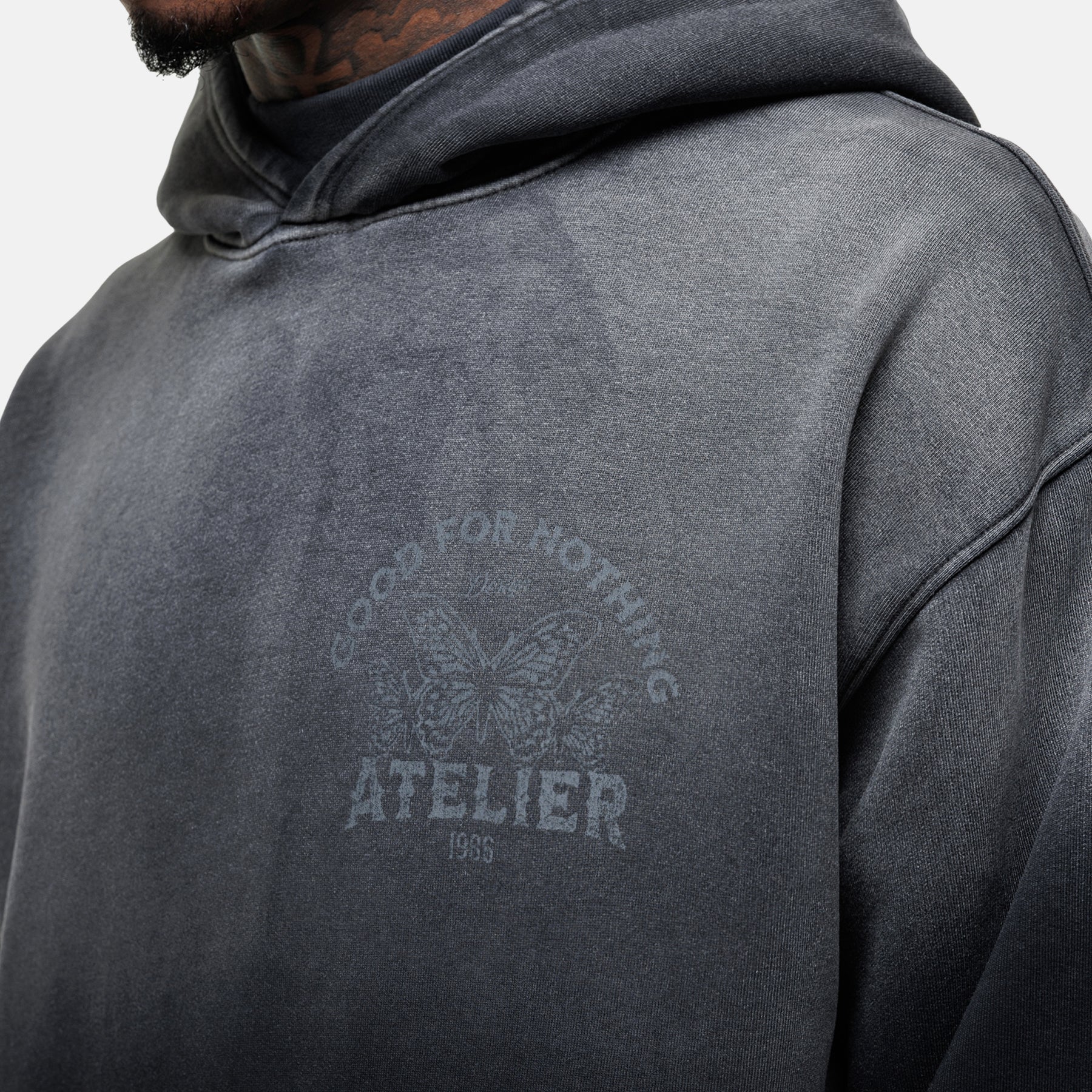 Vintage 1986 Faded Black Hoodie - Image 3