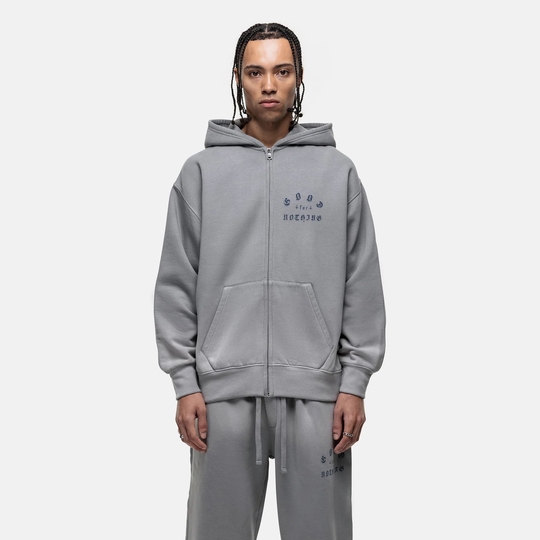 California Washed Grey Zip Hoodie