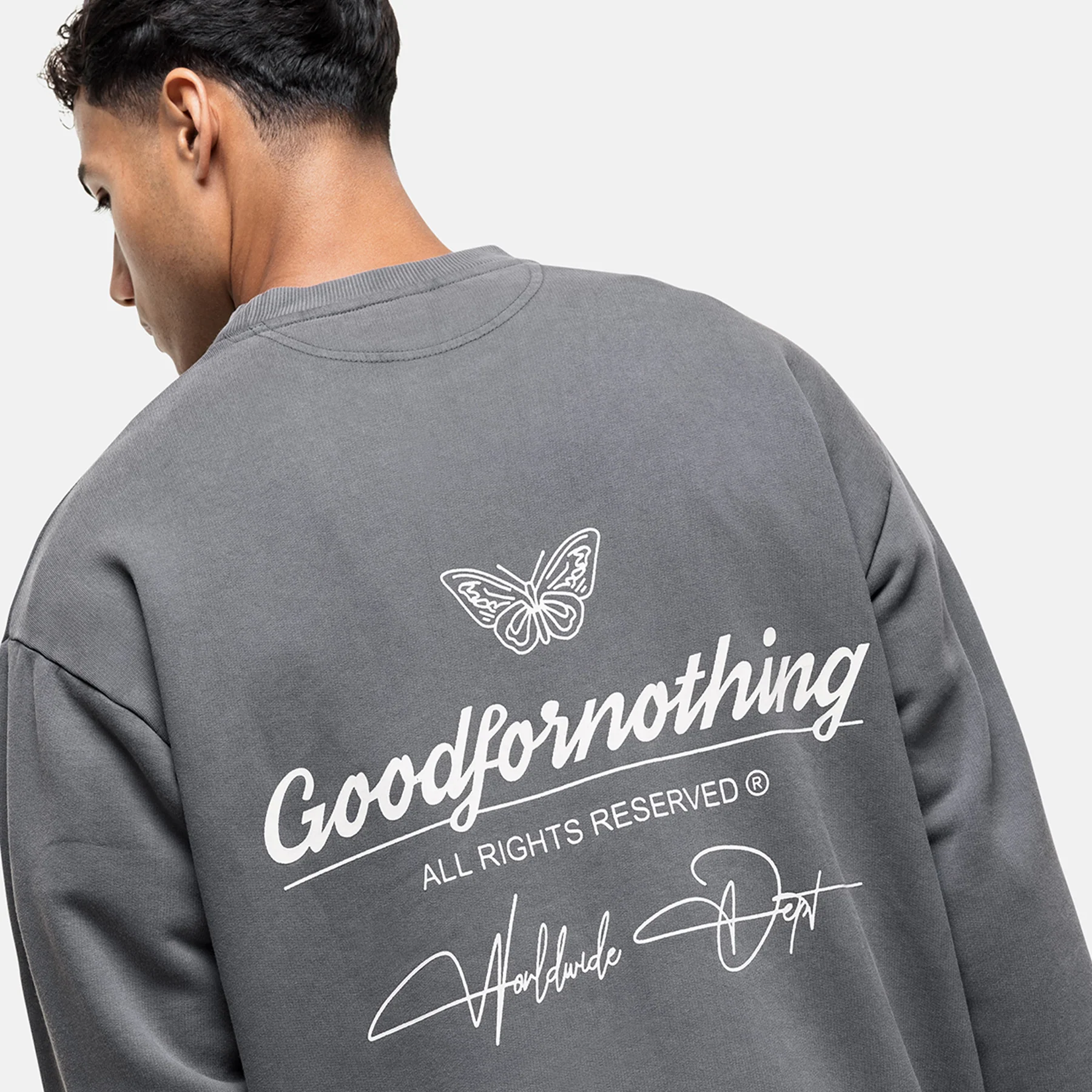 Cult Butterfly Grey Washed Sweatshirt - Image 6