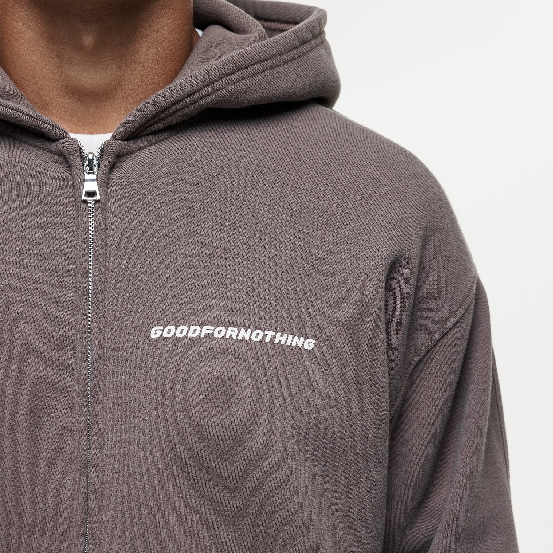 Vintage Washed Taupe Zip Hoodie - Image 3