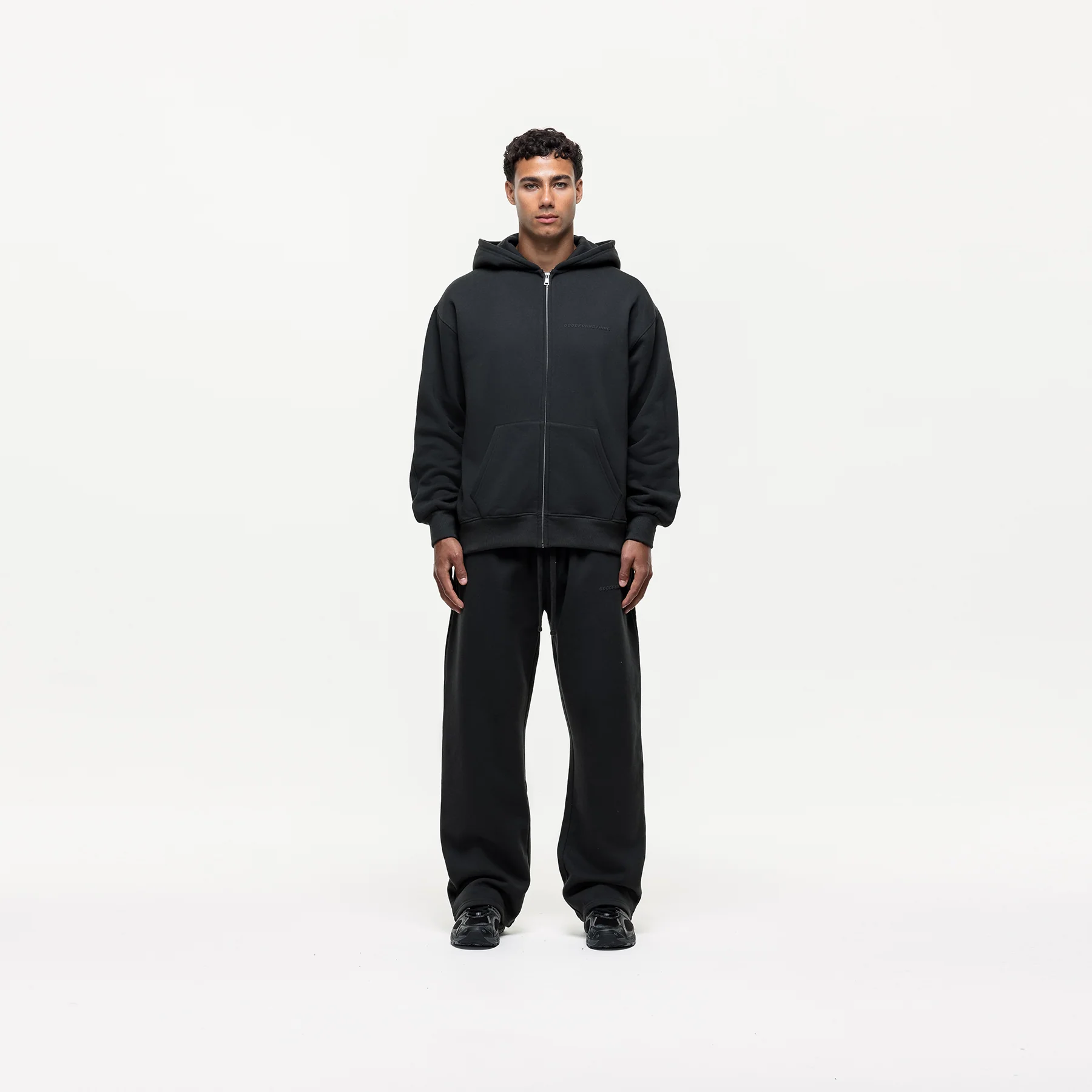 Vintage Onyx Black Zip Hoodie - Image 3