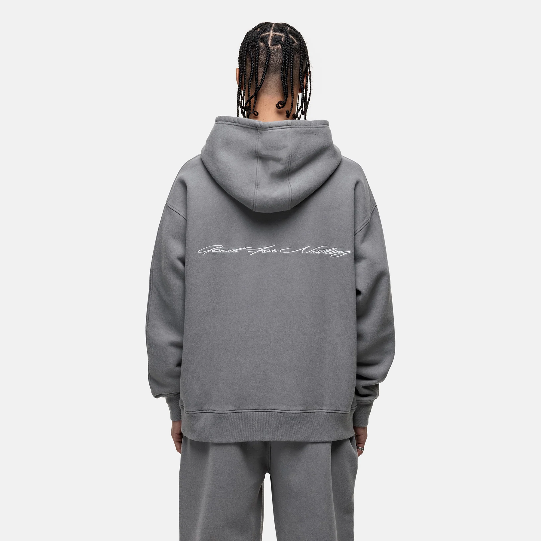 Scribble Washed Grey Hoodie - Image 2