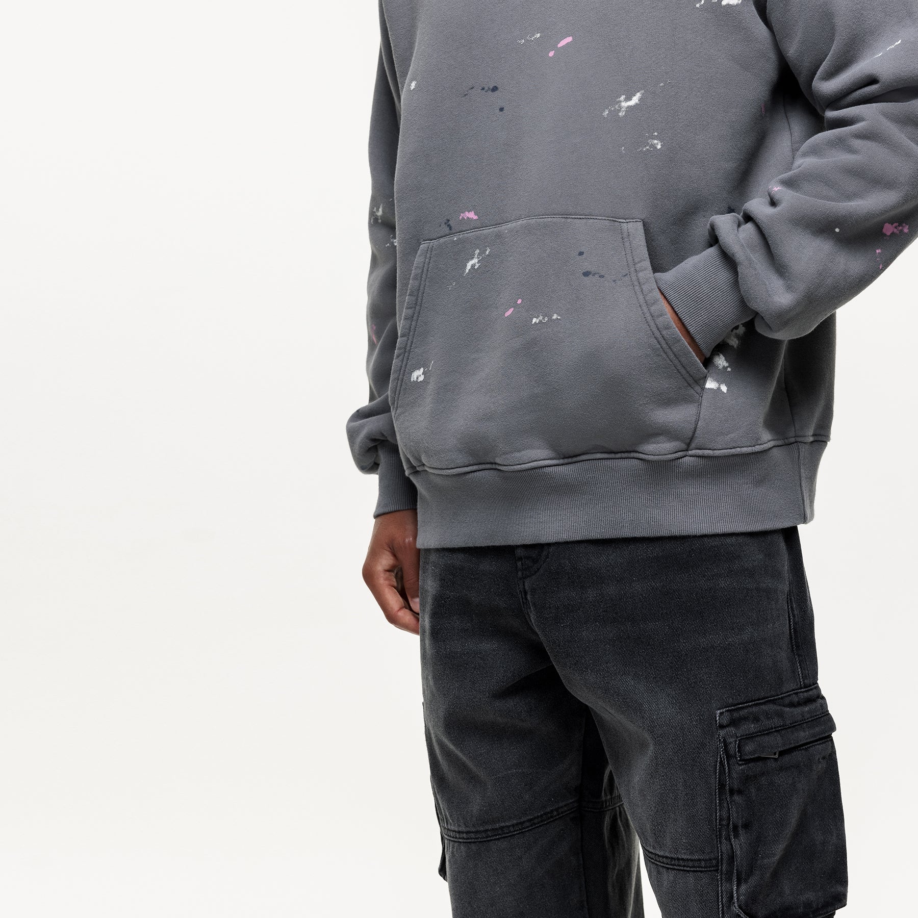 Concept Washed Grey Paint Hoodie - Image 4