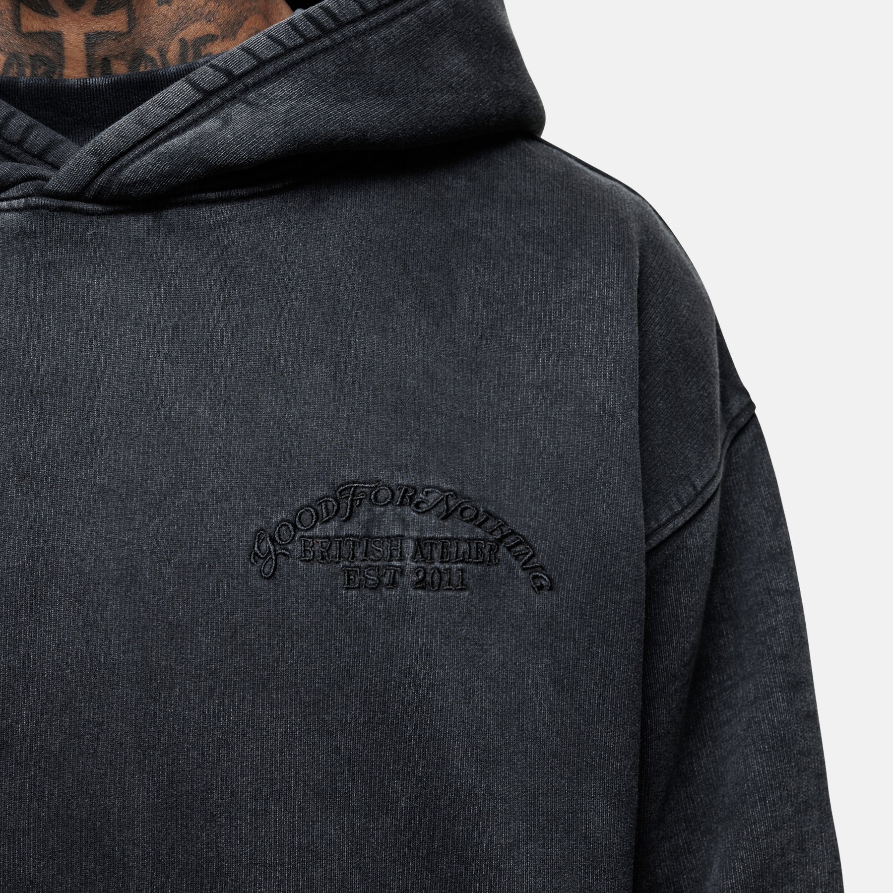Vintage Black Wash Hoodie - Image 2