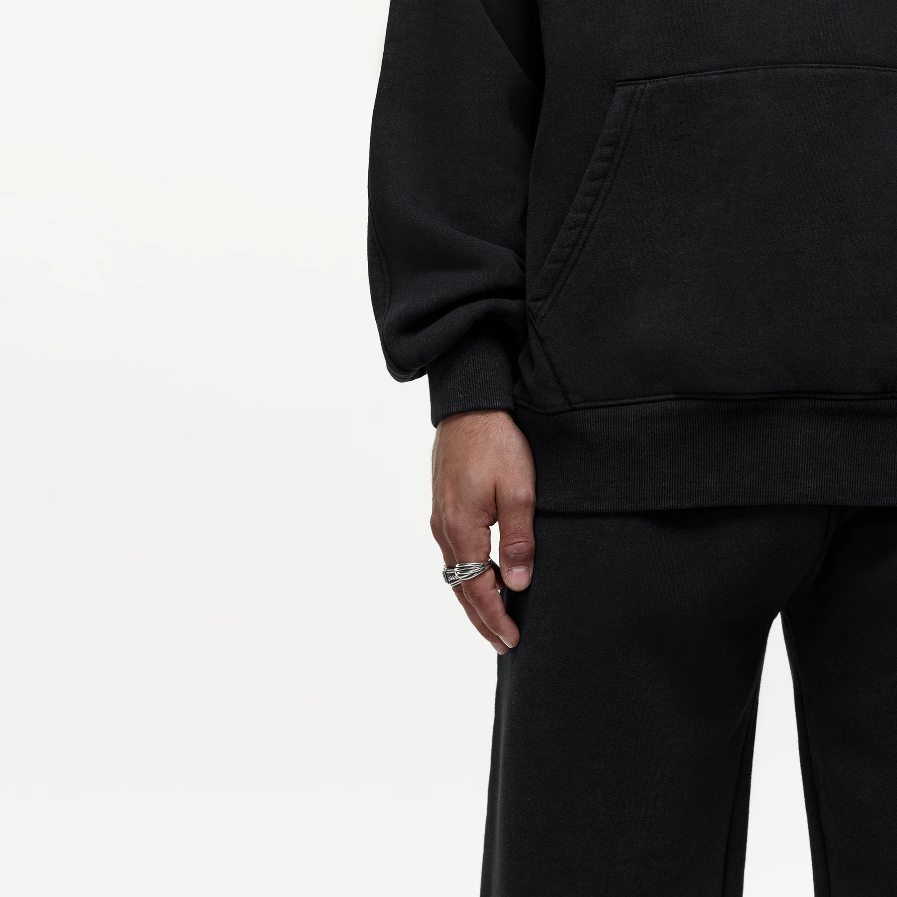 Vintage Washed Black Hoodie - Image 4