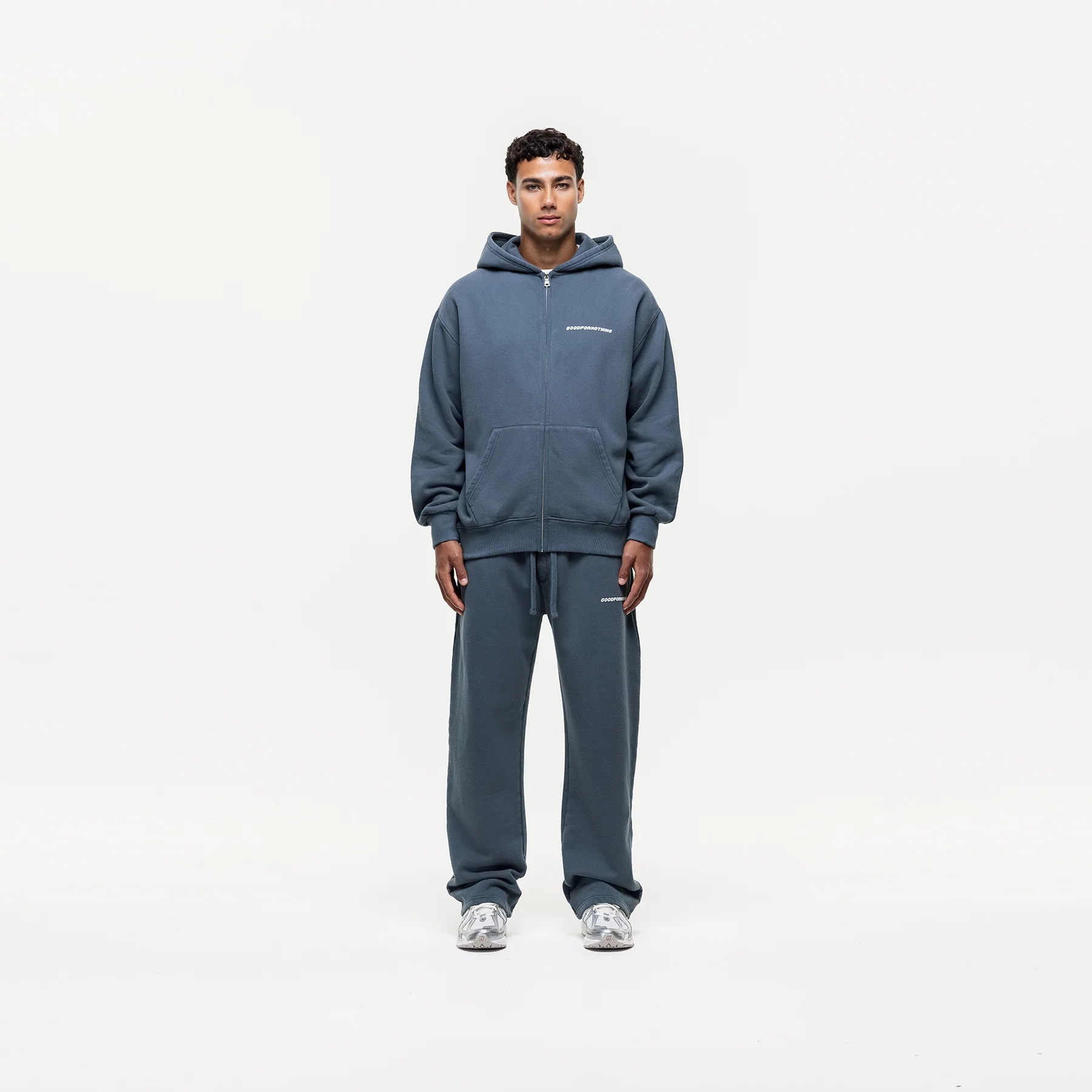 Vintage Washed Blue Zip Hoodie - Image 4