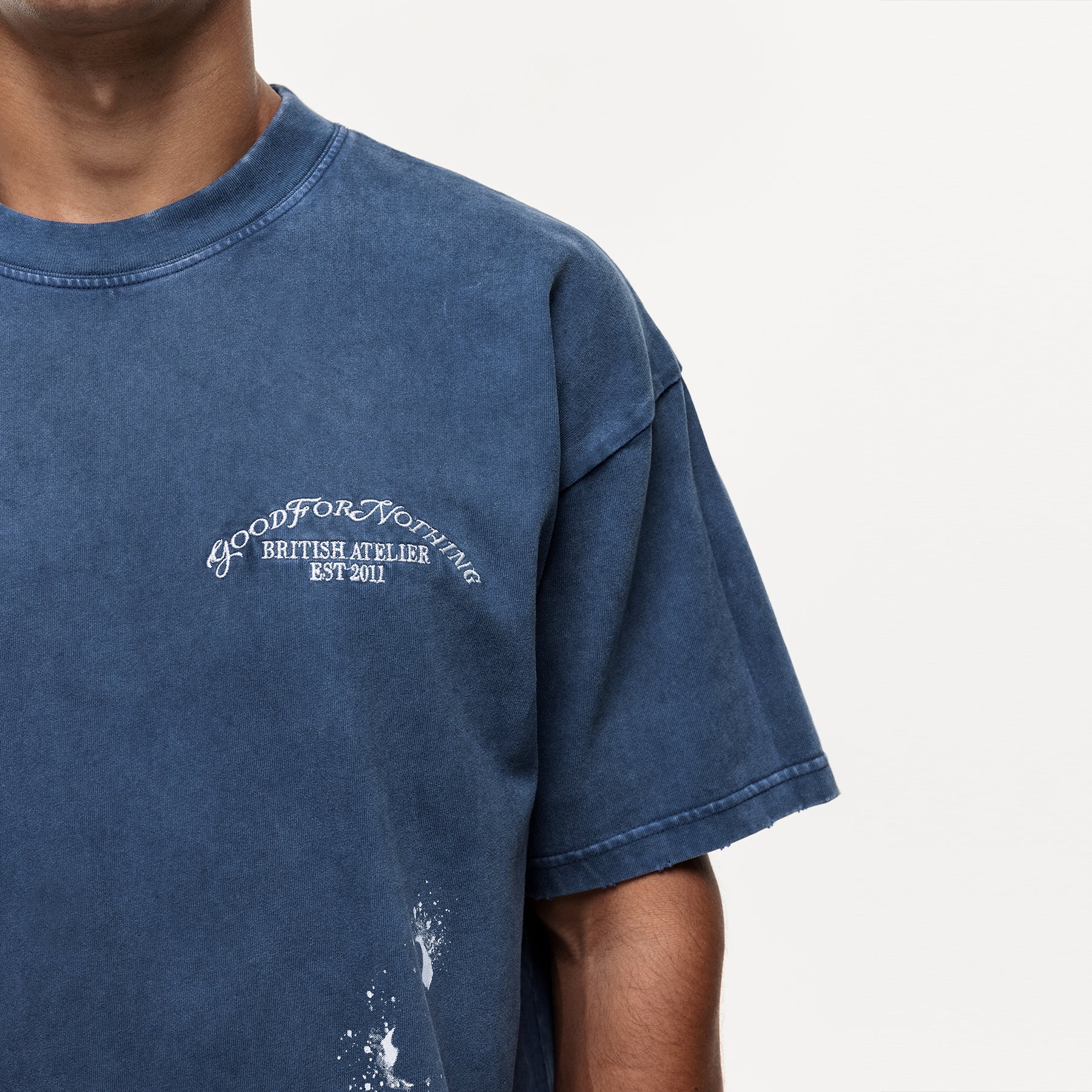 Abrade Blue Sprayed T-shirt - Image 2