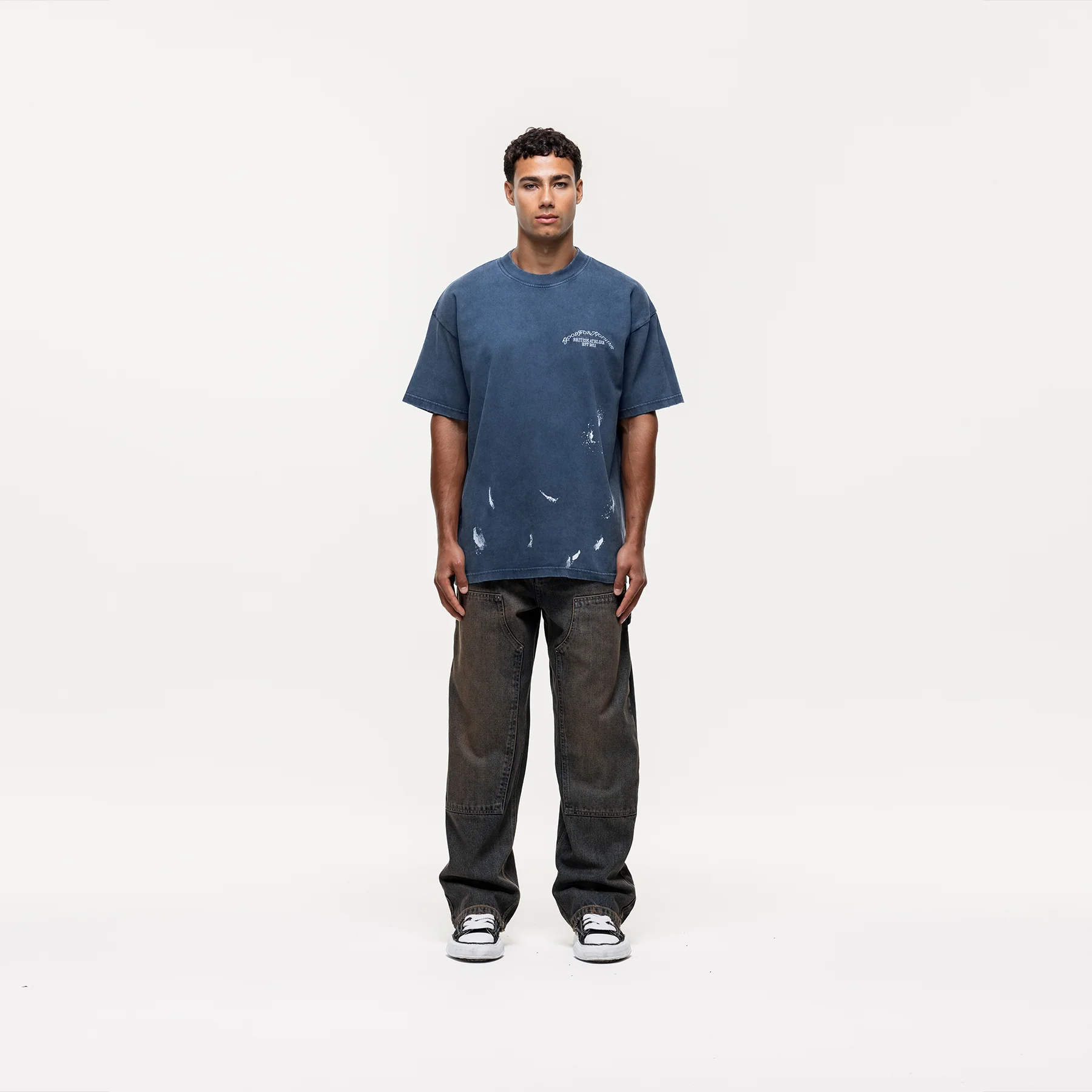 Abrade Blue Sprayed T-shirt - Image 4