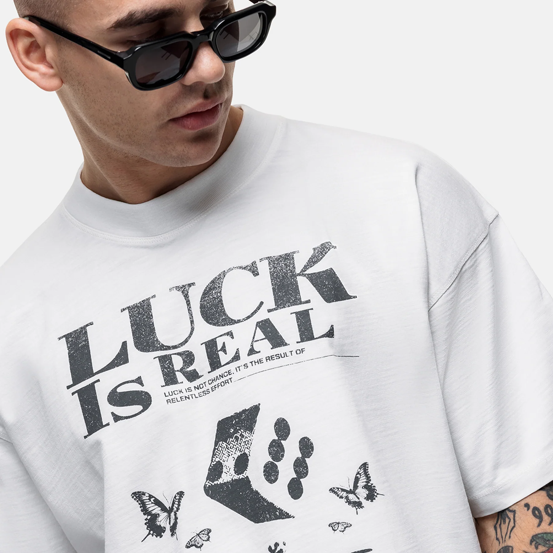 Dice White Slub T-shirt - Image 4