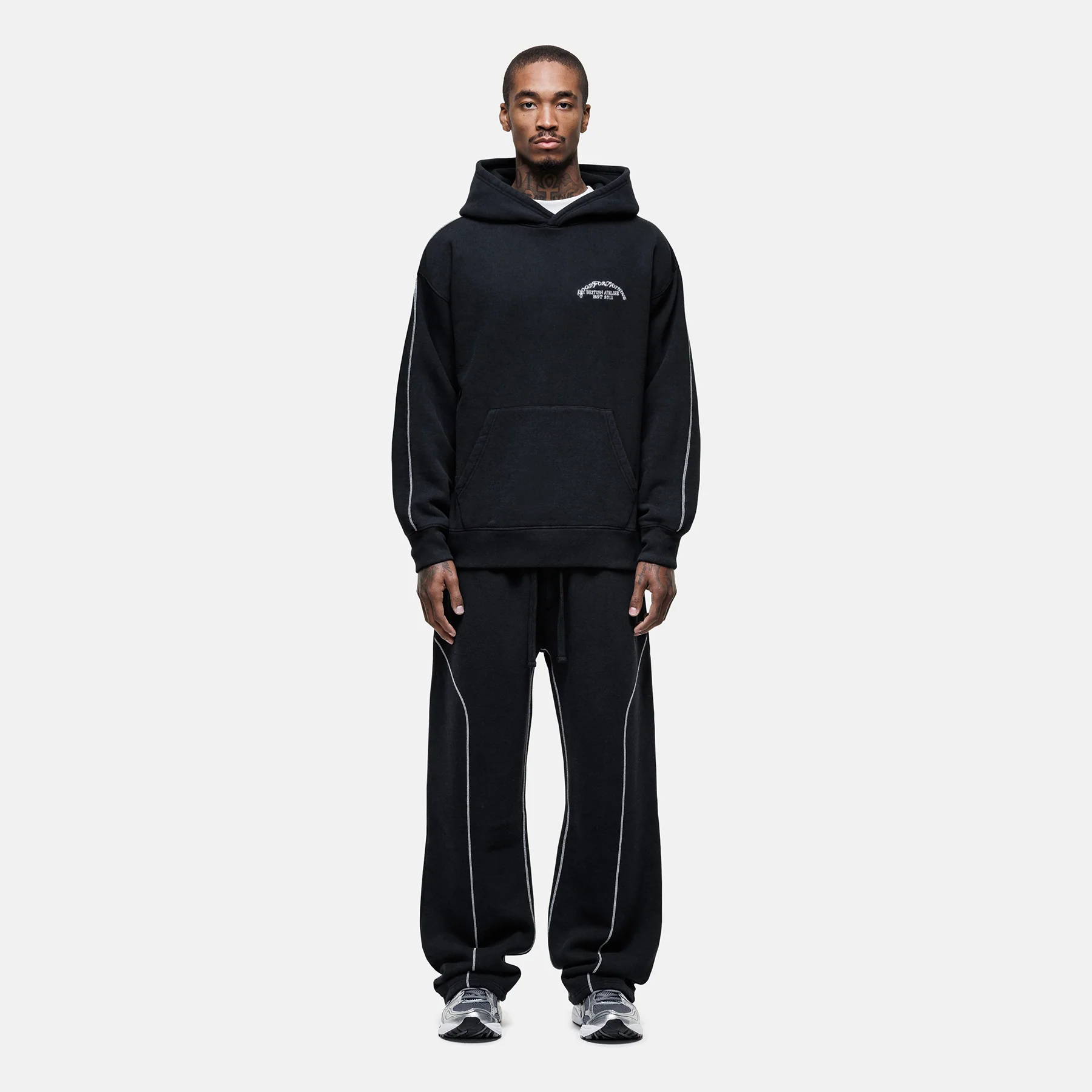 Overlock Washed Black Sweatpants - Image 3