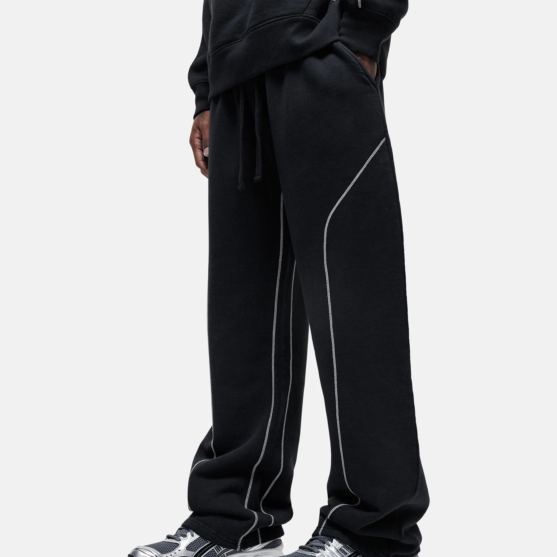 Overlock Washed Black Sweatpants - Image 4