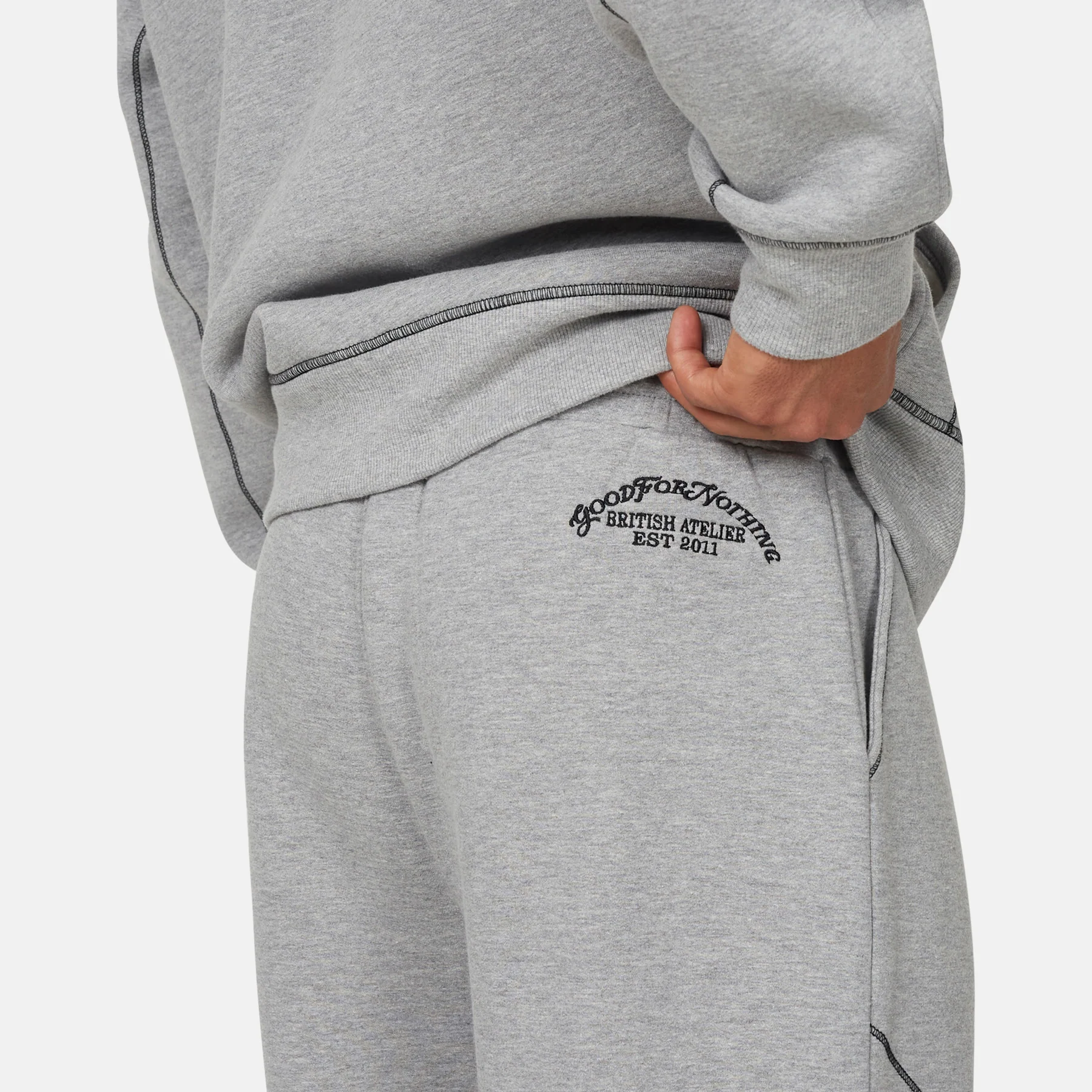 Overlock Grey Marl Sweatpant - Image 3