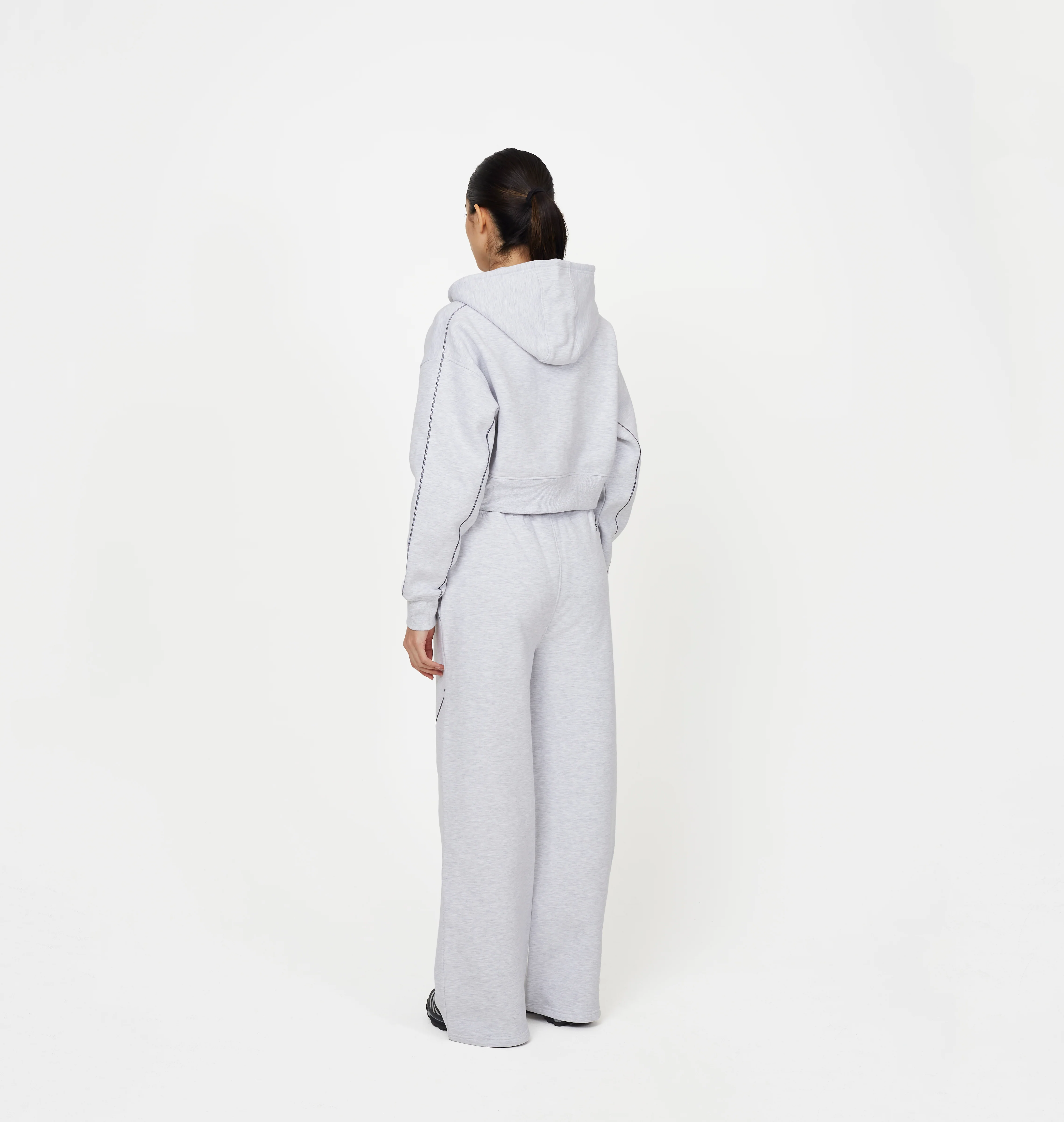 Coverlock Grey Marl Crop Zip Hoodie - Image 4
