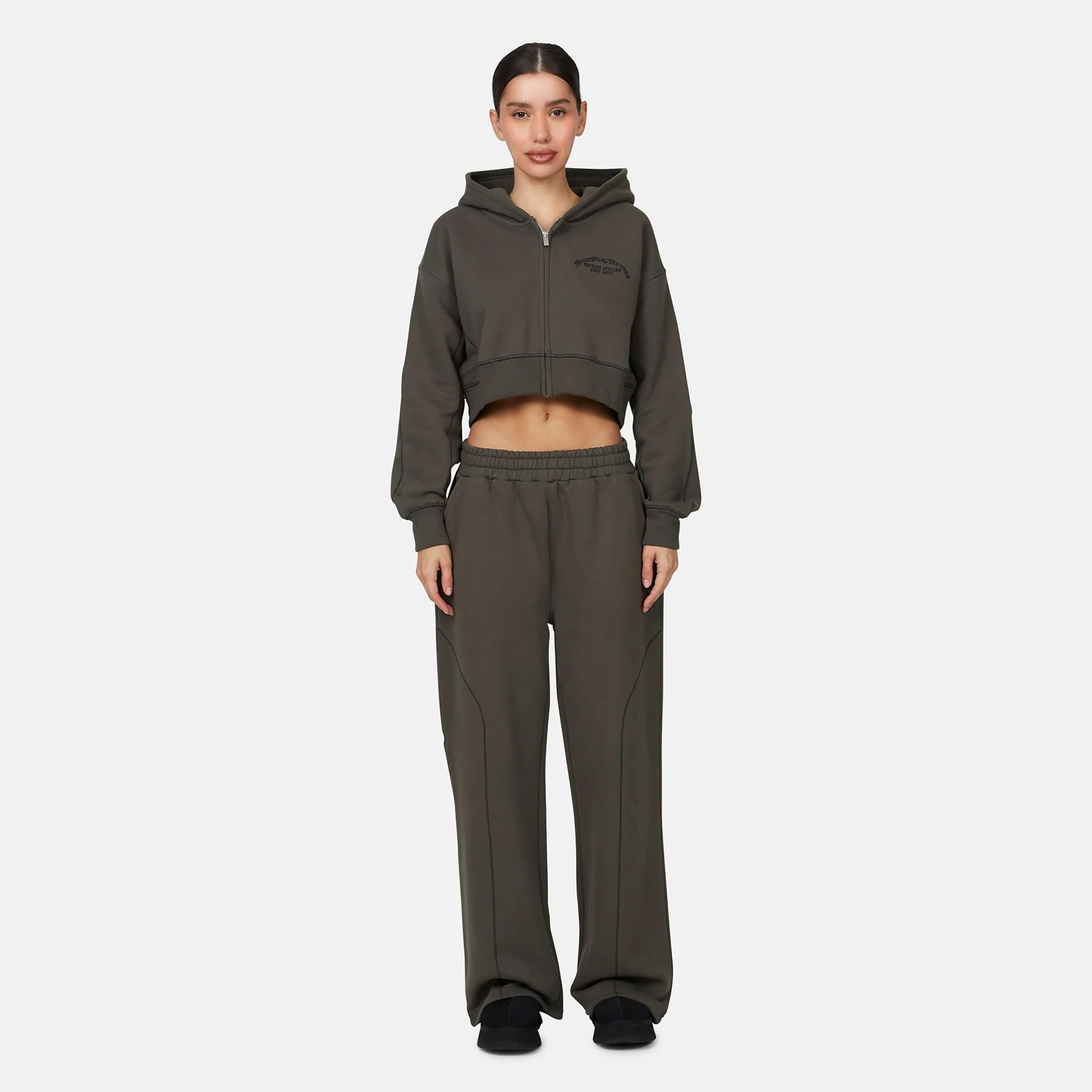 Coverlock Gunmetal Crop Zip Hoodie - Image 2