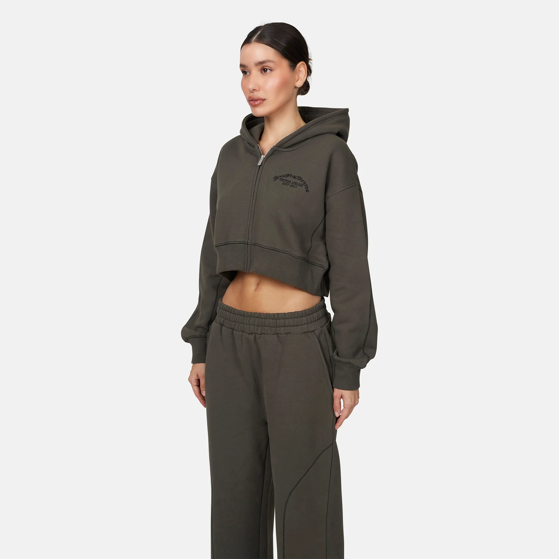 Coverlock Gunmetal Crop Zip Hoodie - Image 3