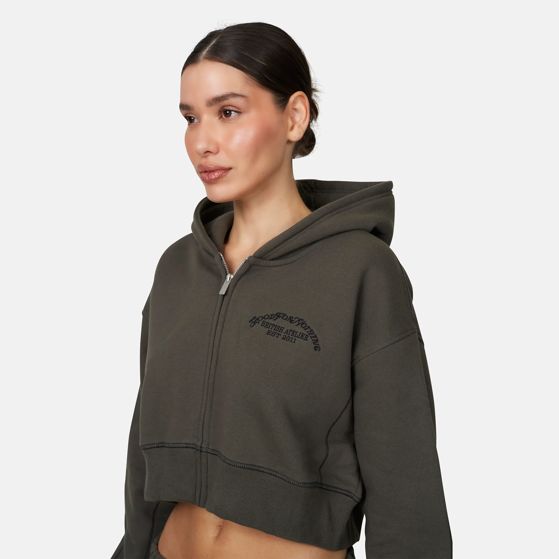 Coverlock Gunmetal Crop Zip Hoodie - Image 5