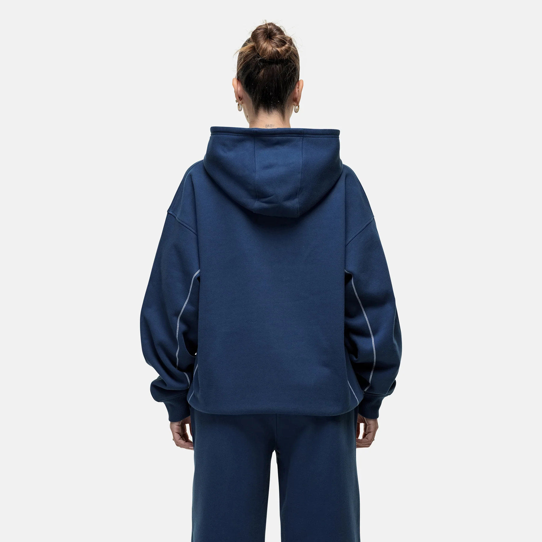 Overlock Washed Blue Hoodie - Image 2