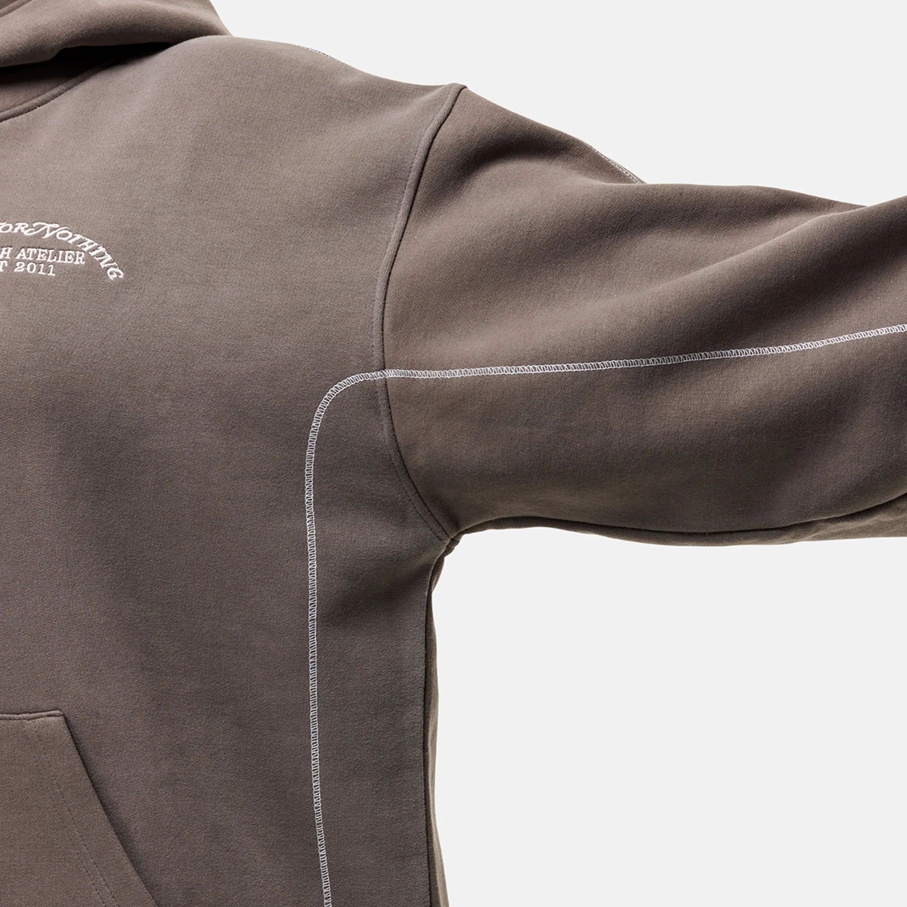 Overlock Washed Taupe Hoodie - Image 3