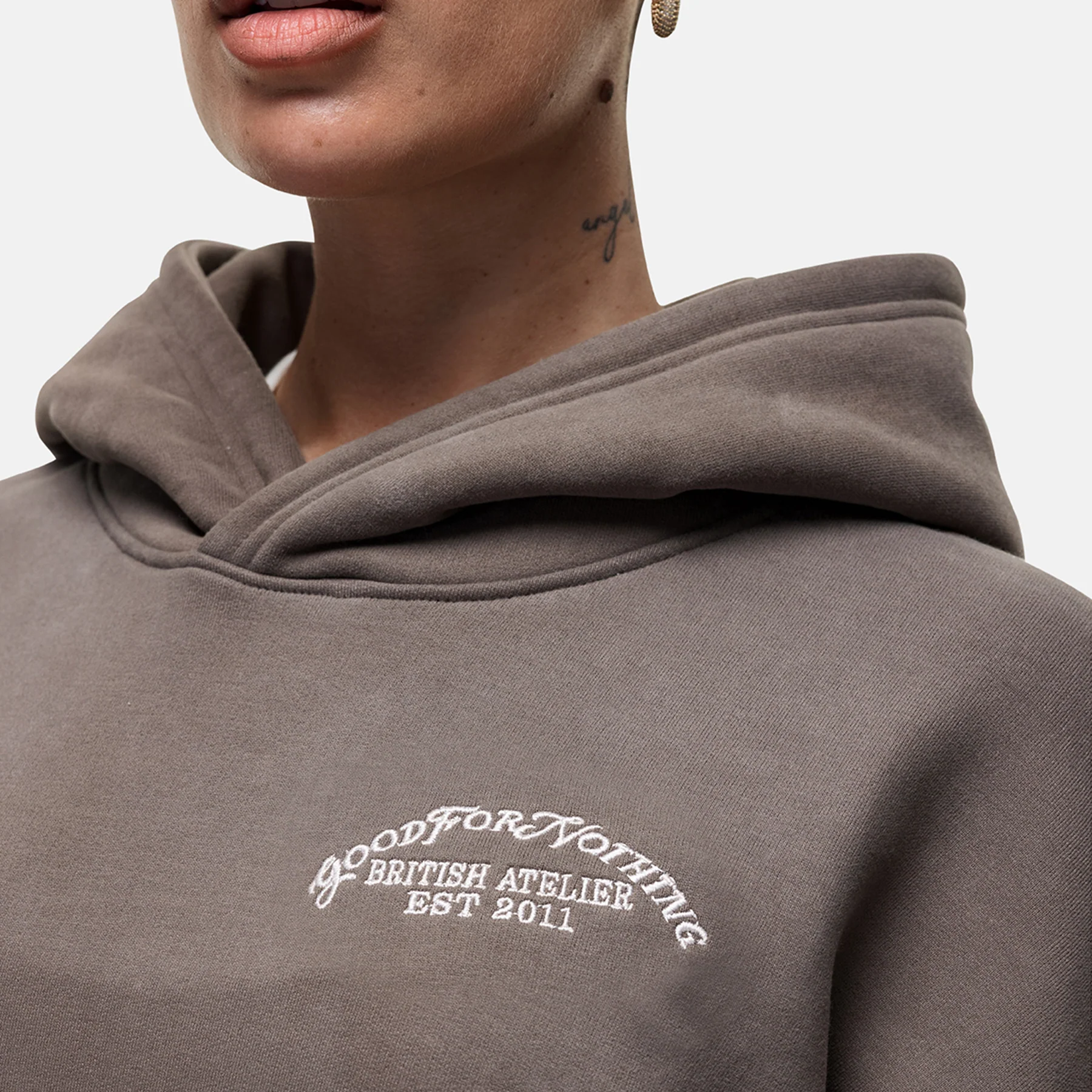 Overlock Washed Taupe Hoodie - Image 4