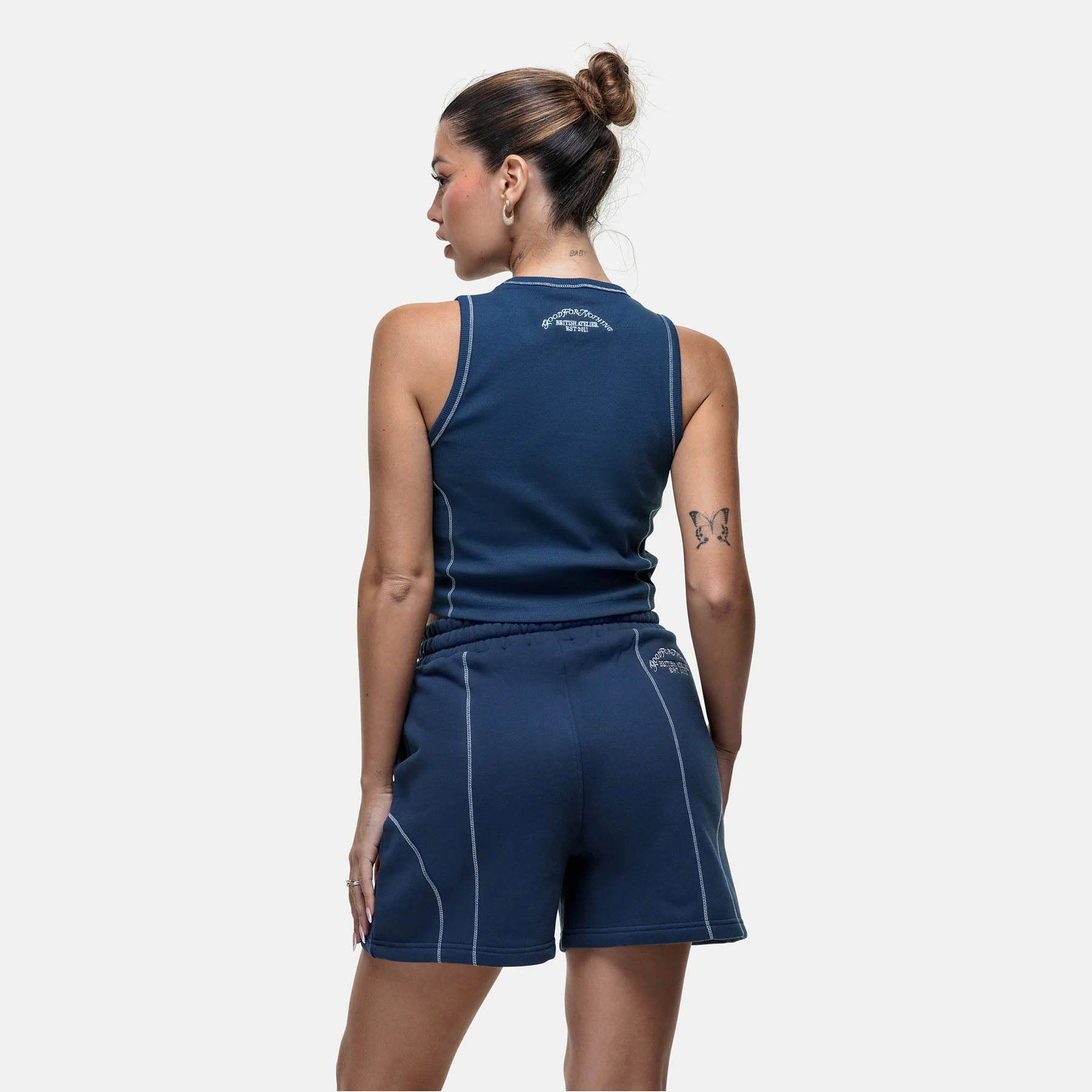 Overlock Washed Blue Shorts - Image 3