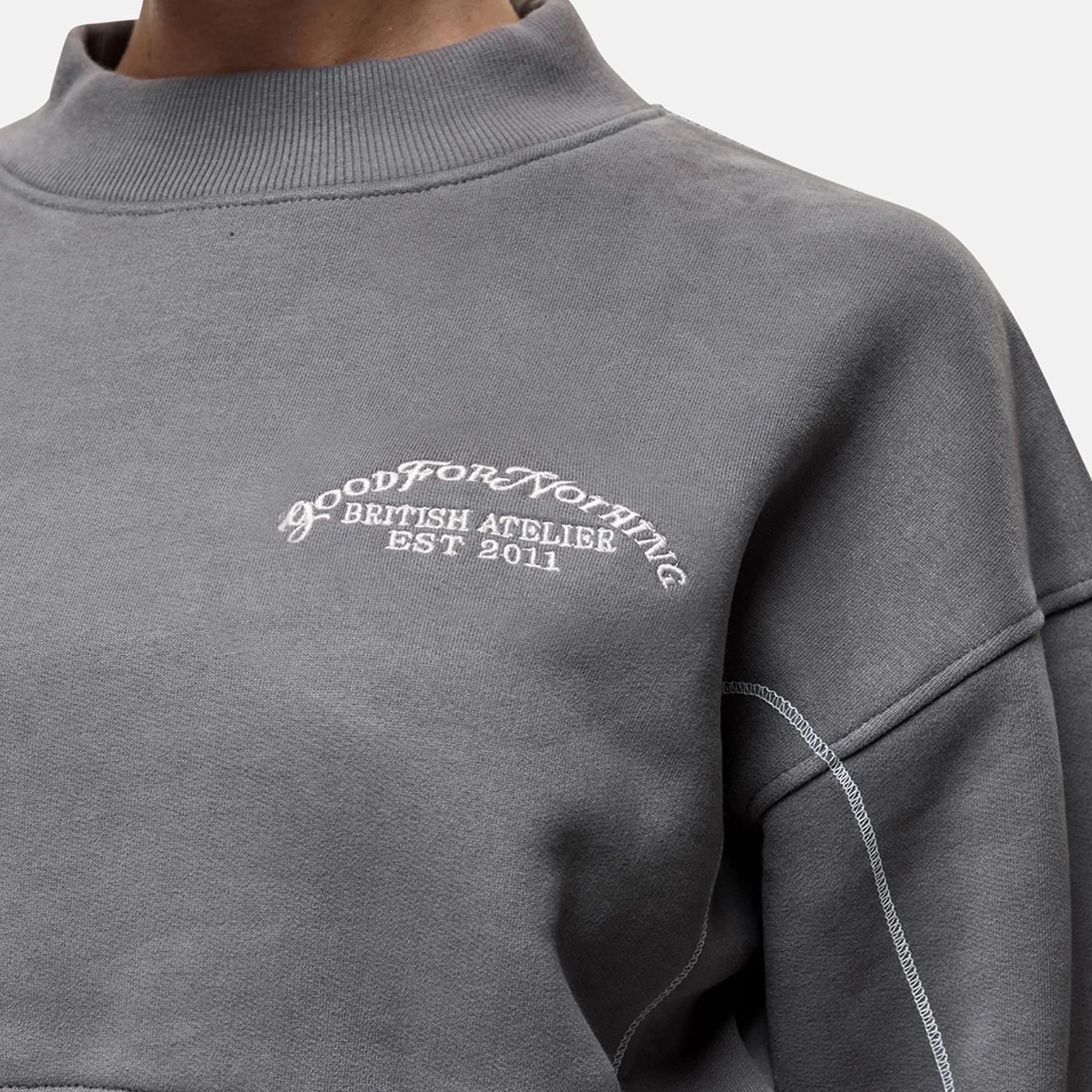 Overlock Washed Gunmetal Hoodie - Image 2