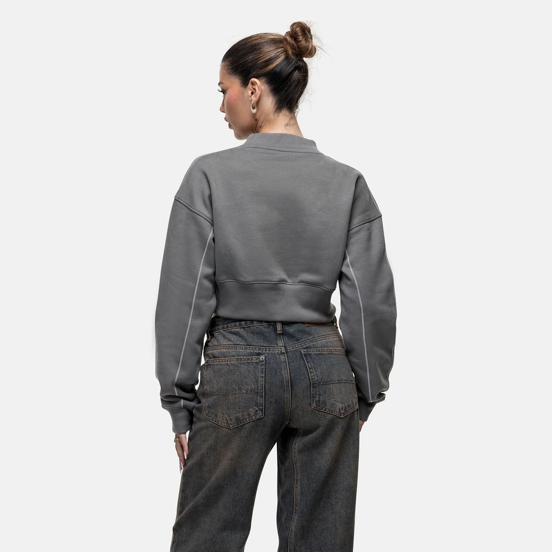 Overlock Washed Gunmetal Hoodie - Image 3
