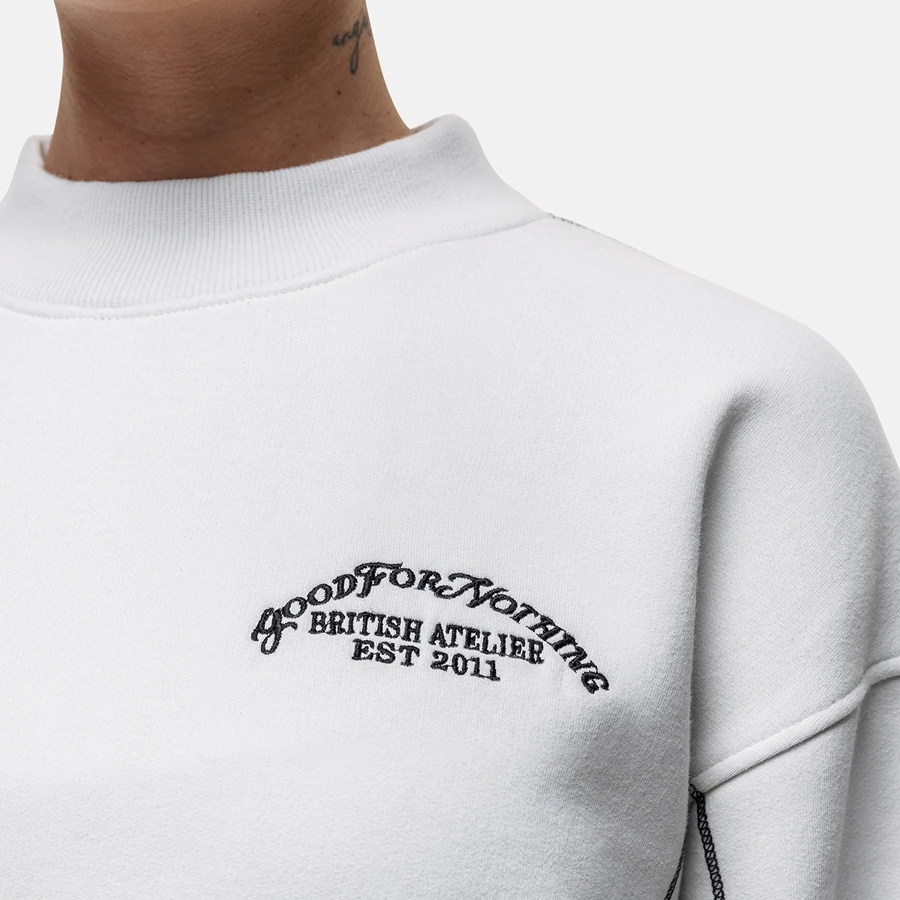 Overlock Vintage White Sweatshirt - Image 3