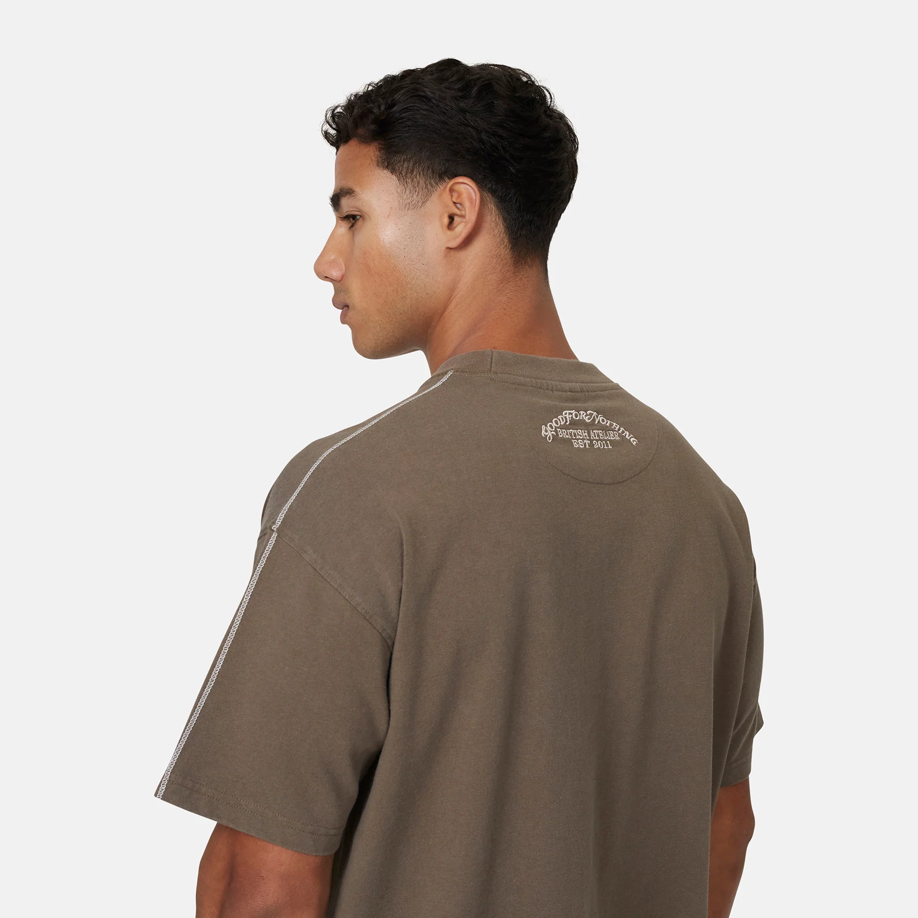 Overlock Washed Taupe T-shirt - Image 2