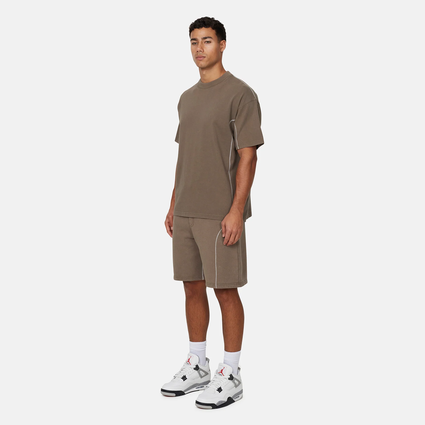 Overlock Washed Taupe T-shirt - Image 3