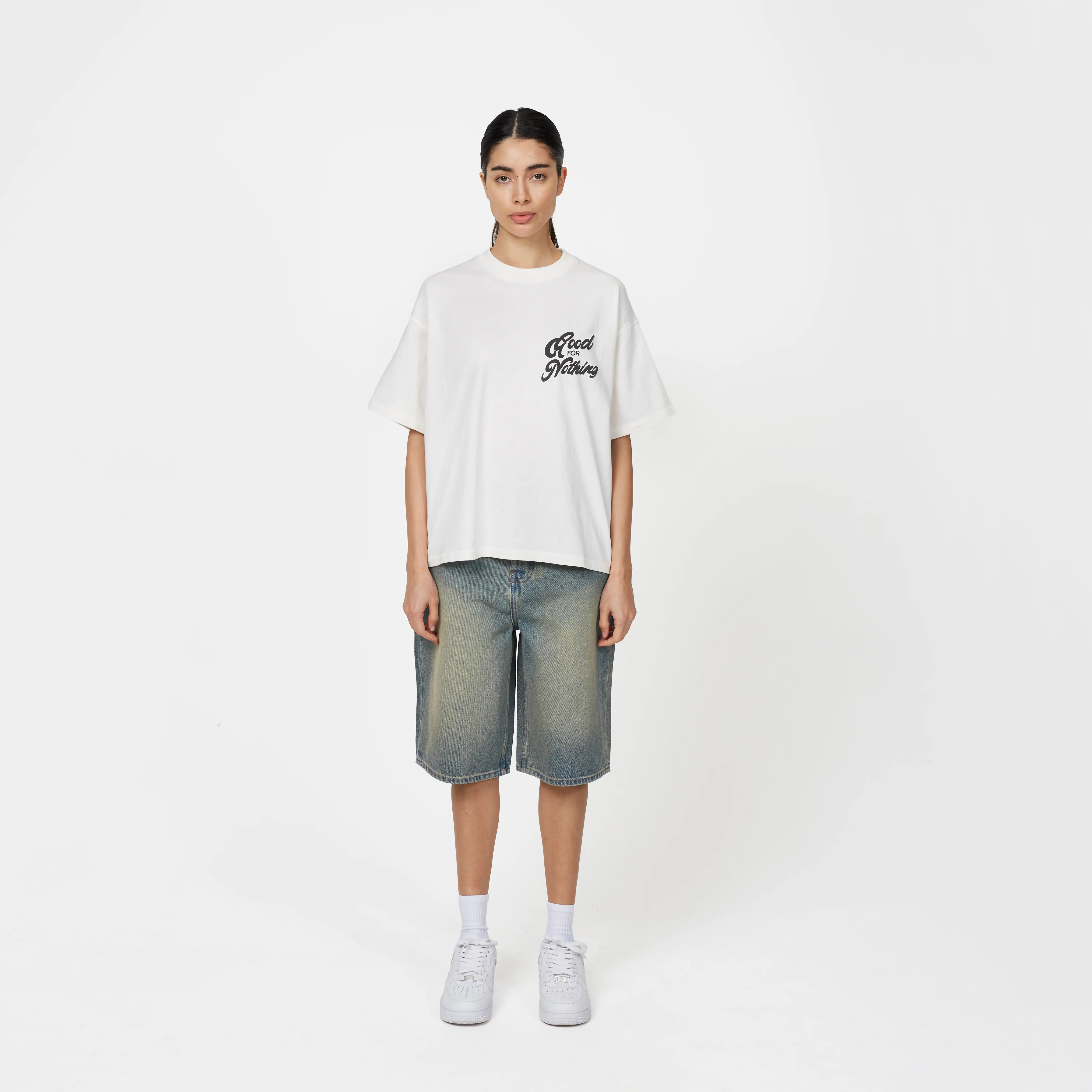 Heavy Washed Faded Blue Jorts - Image 5