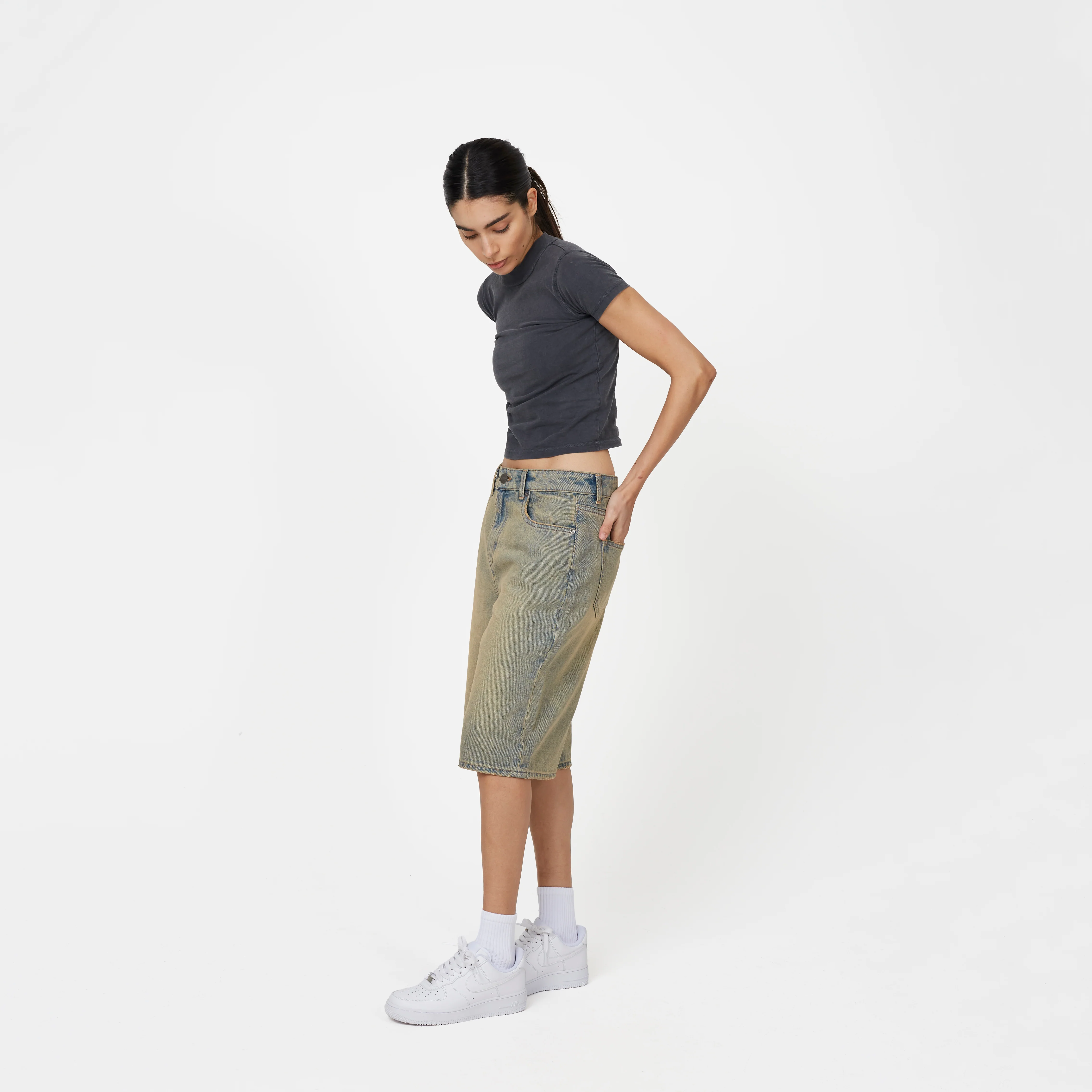 Heavy Washed Sand Blue Denim Jorts - Image 6