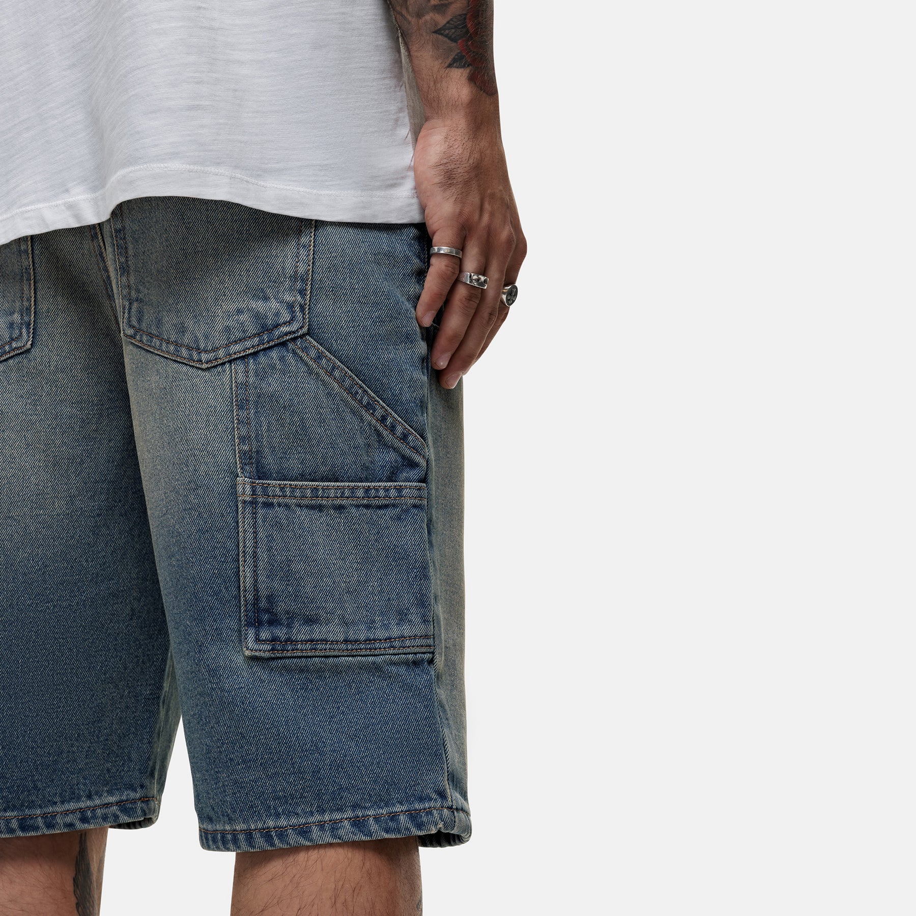 Heavy Carpenter Blue Denim Shorts - Image 3