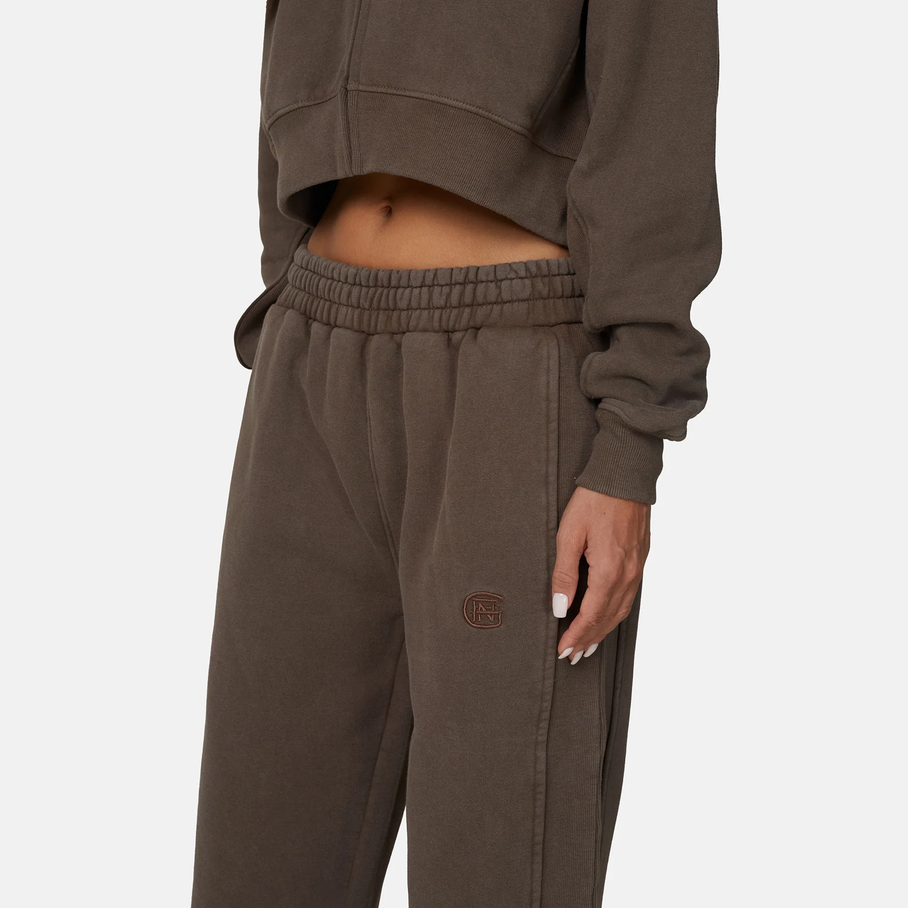 Monogram Brown Split Hem Jogger - Image 5