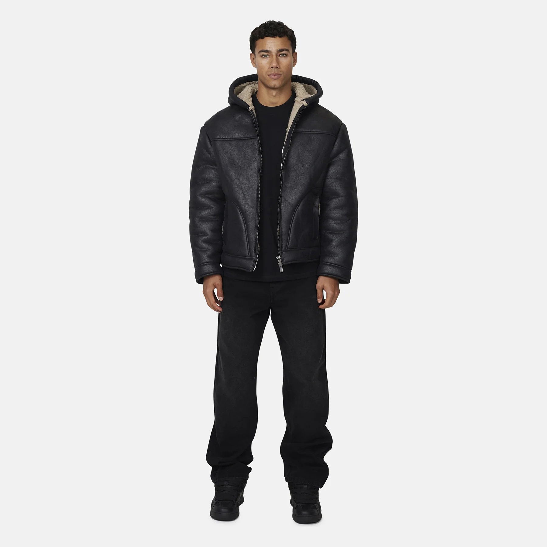 Sherpa Quilted Black Jacket - Image 3