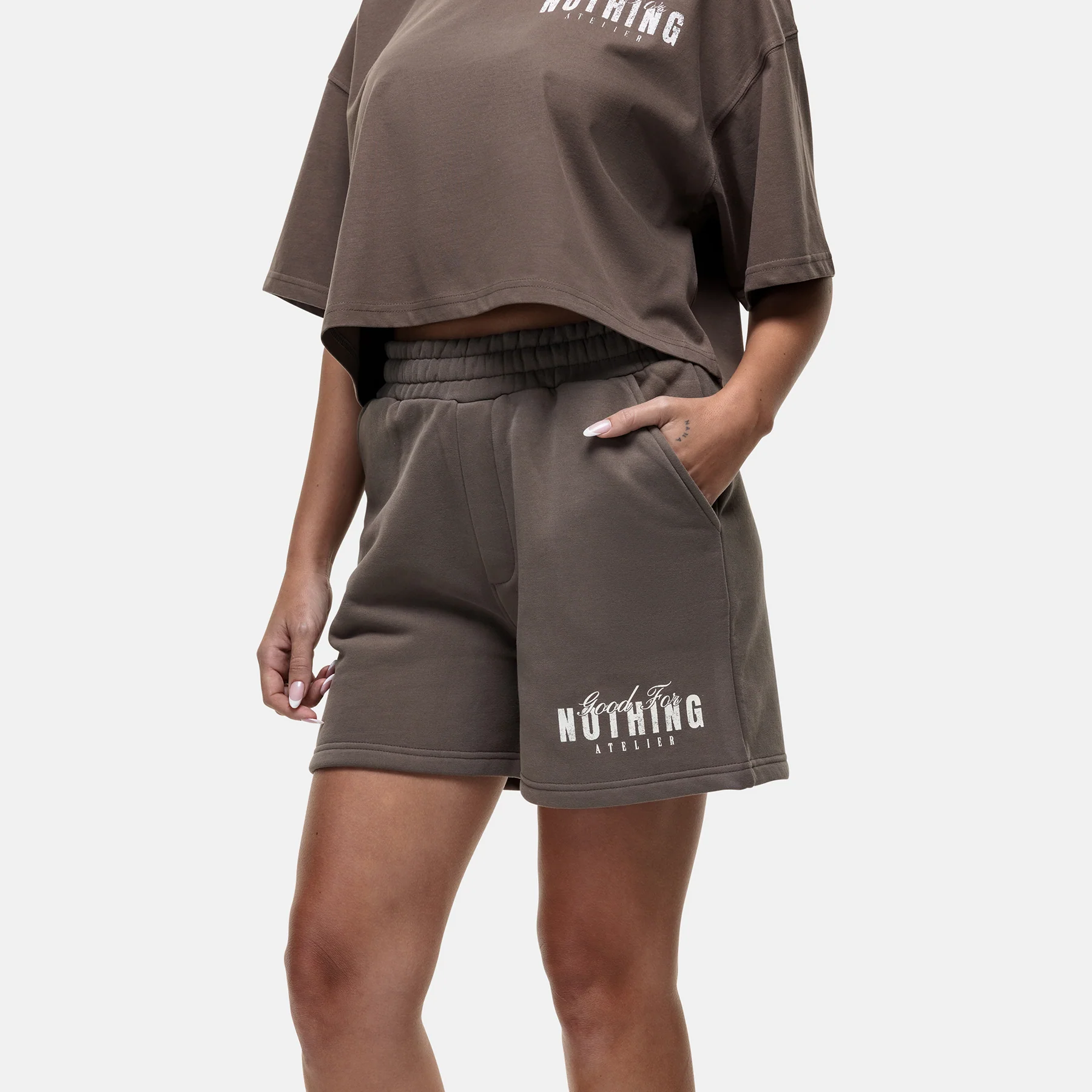 Washed Butterfly Taupe Shorts - Image 2