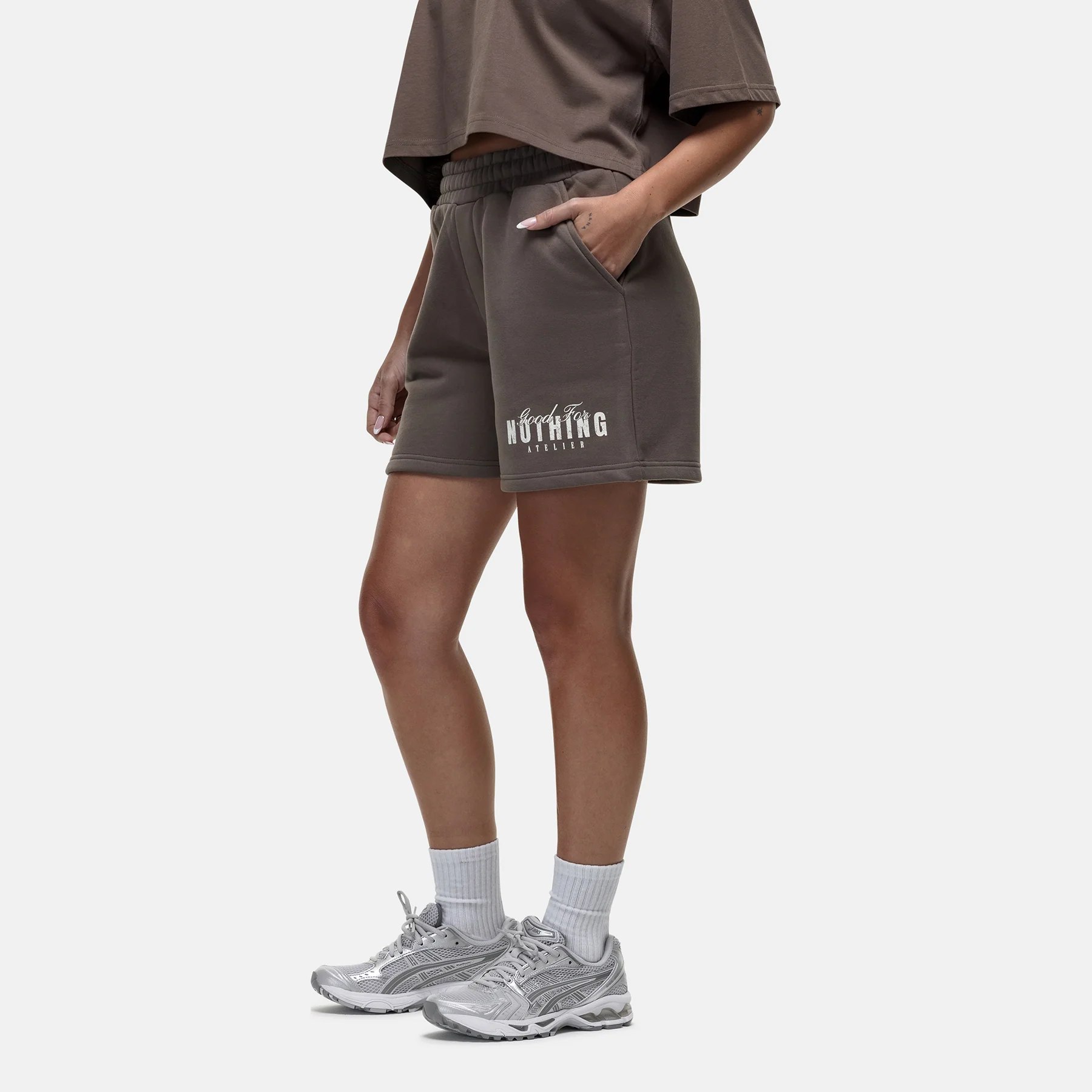 Washed Butterfly Taupe Shorts - Image 3