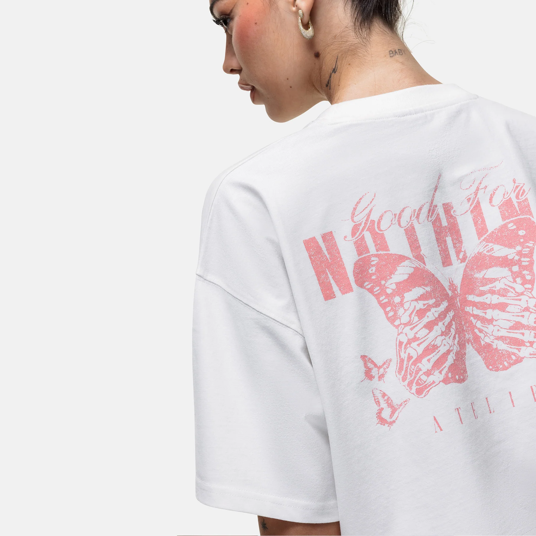 Washed Off White Butterfly T-shirt - Image 4