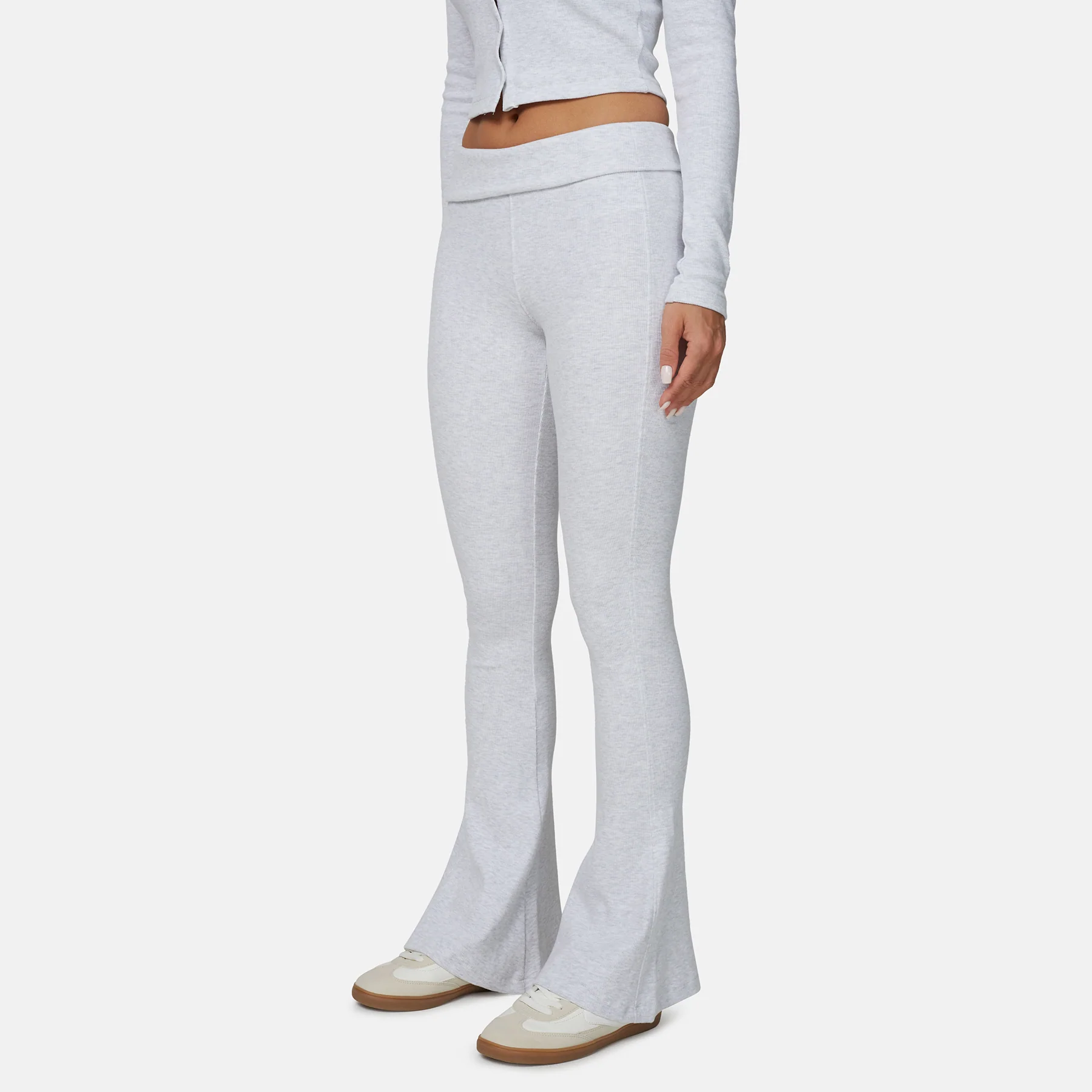 Monogram Ribbed Grey Marl Leggings - Image 2