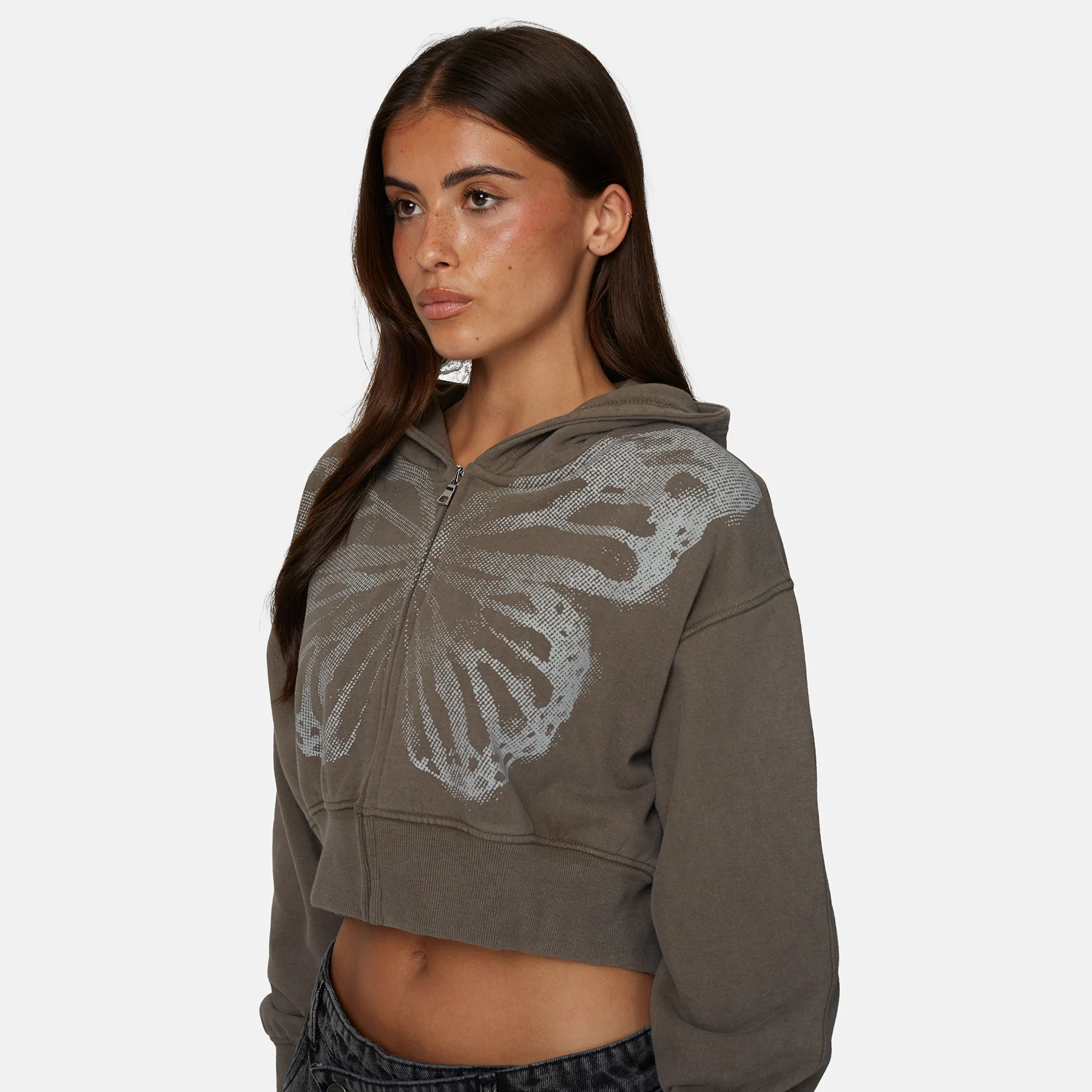 Fragment Butterfly Washed Taupe Zip Hoodie - Image 4